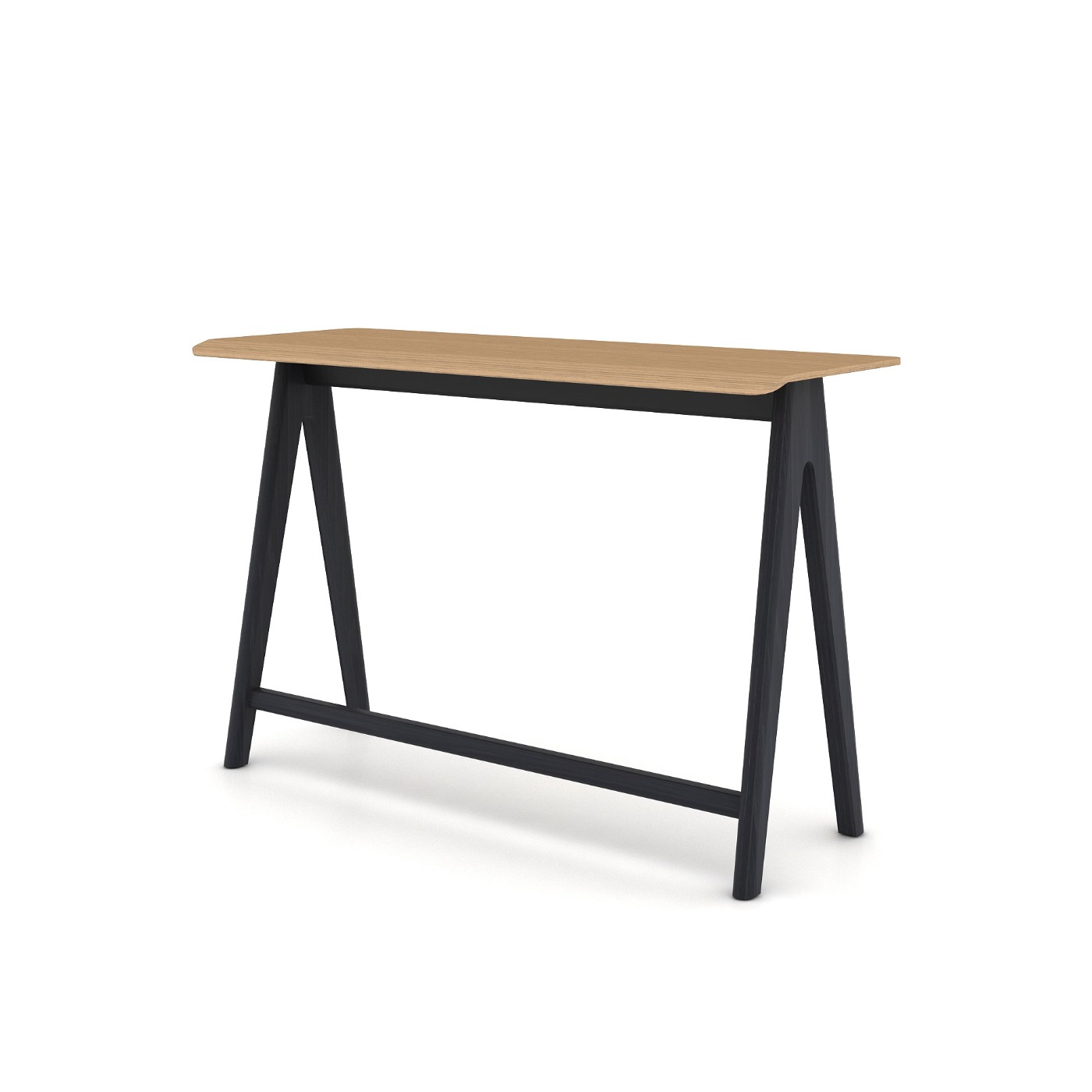 Haworth Immerse Table with 4 legs and narrow rectangular top with slanted lip