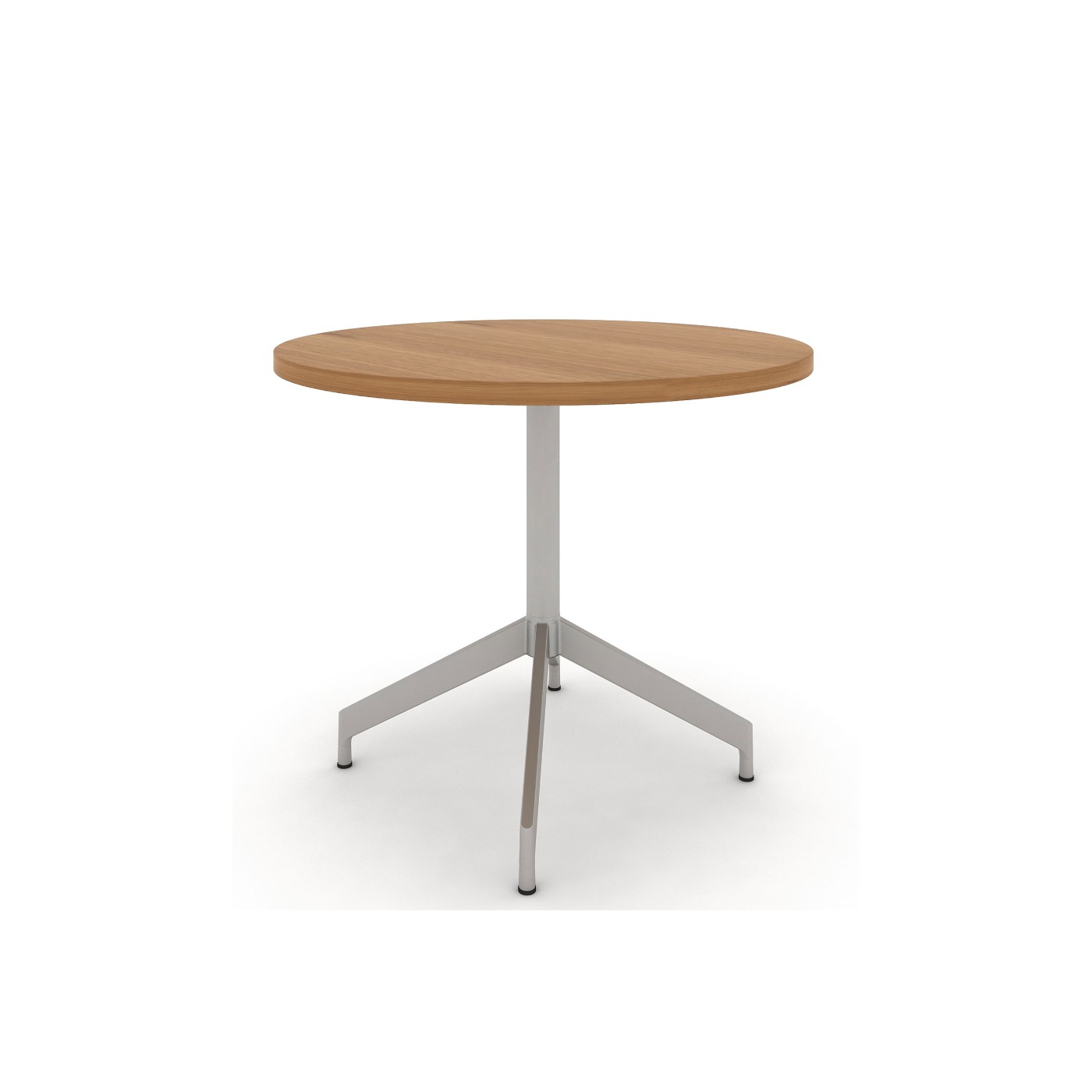 Haworth Planes Collaborative Table with circular maple top and steel leg