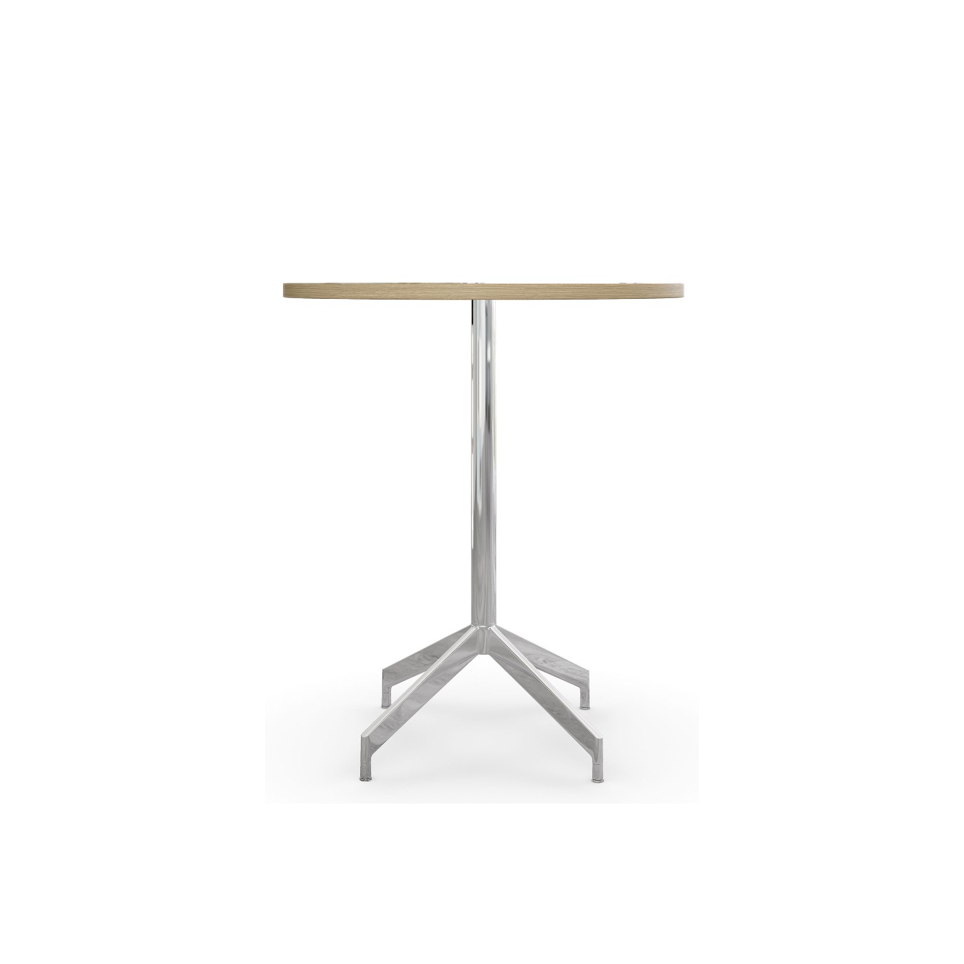 Haworth Planes Collaborative Table with circular maple top and steel leg