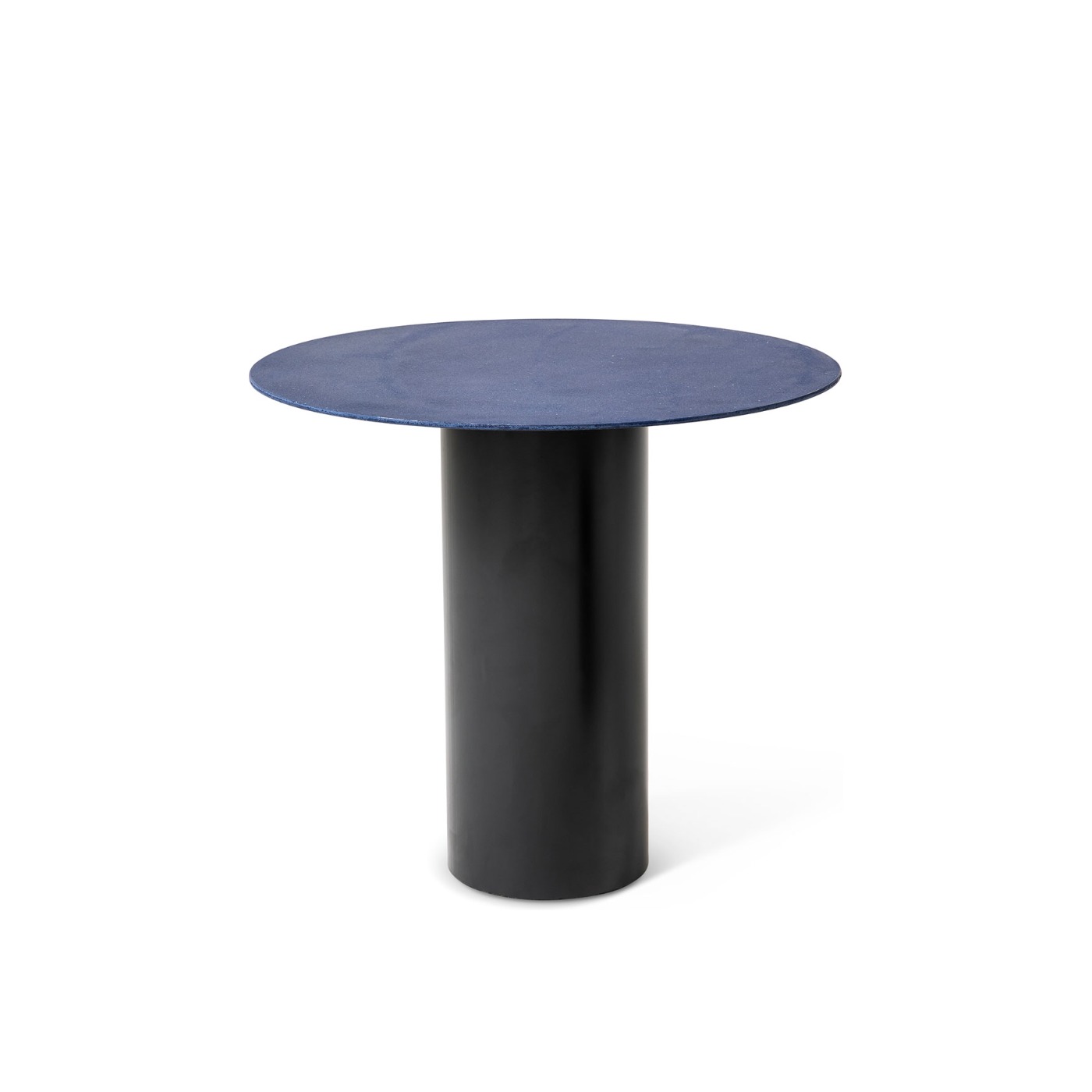 Haworth Mush Table with Blue Marble w/aluminum circular top and black base