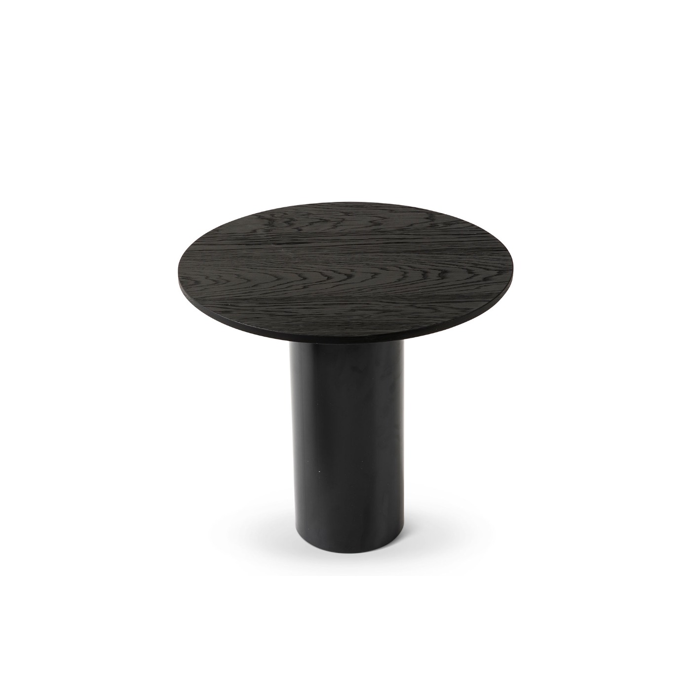Haworth Mush Table with Carbon Stained Oak circular top and black base