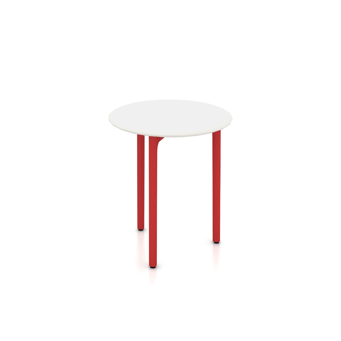 Haworth Openest Sprig Side Table with circular Chalk top and 3 red legs