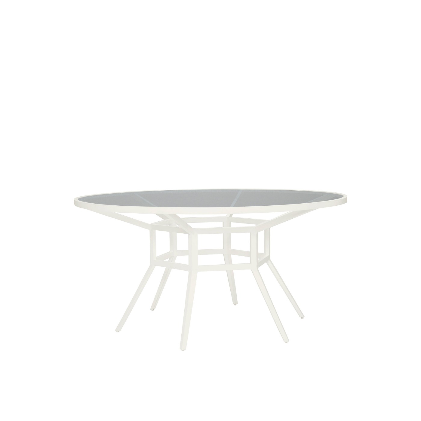 Haworth Slant Table with glass top and 6 white legs