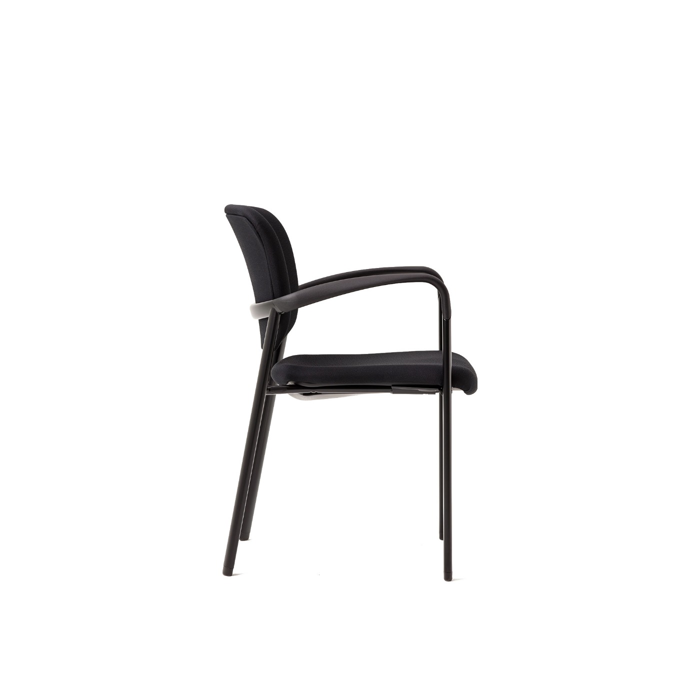 Haworth Improv Side chair in black upholstery in side view