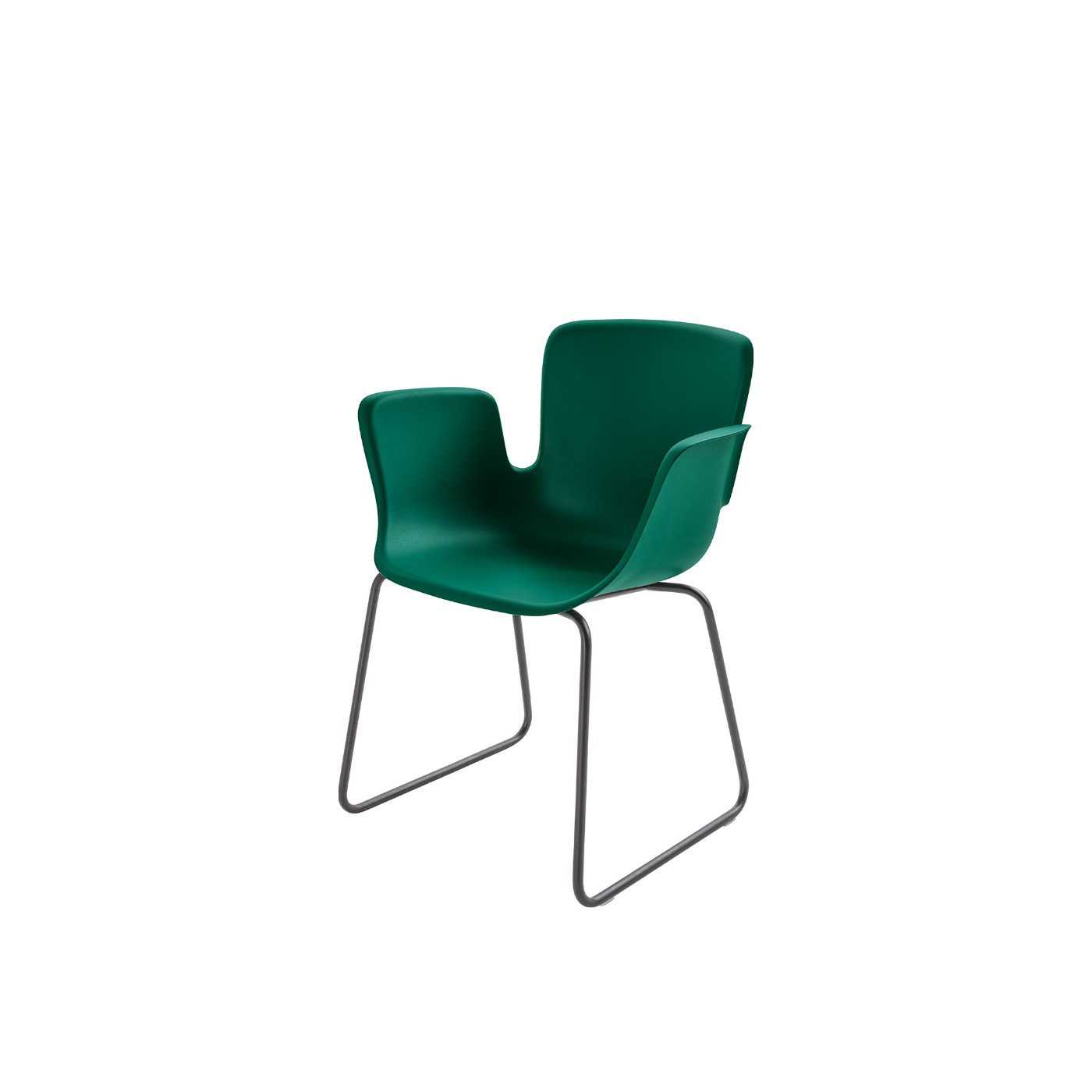 Haworth Juli Plastic chair in green color with metal legs