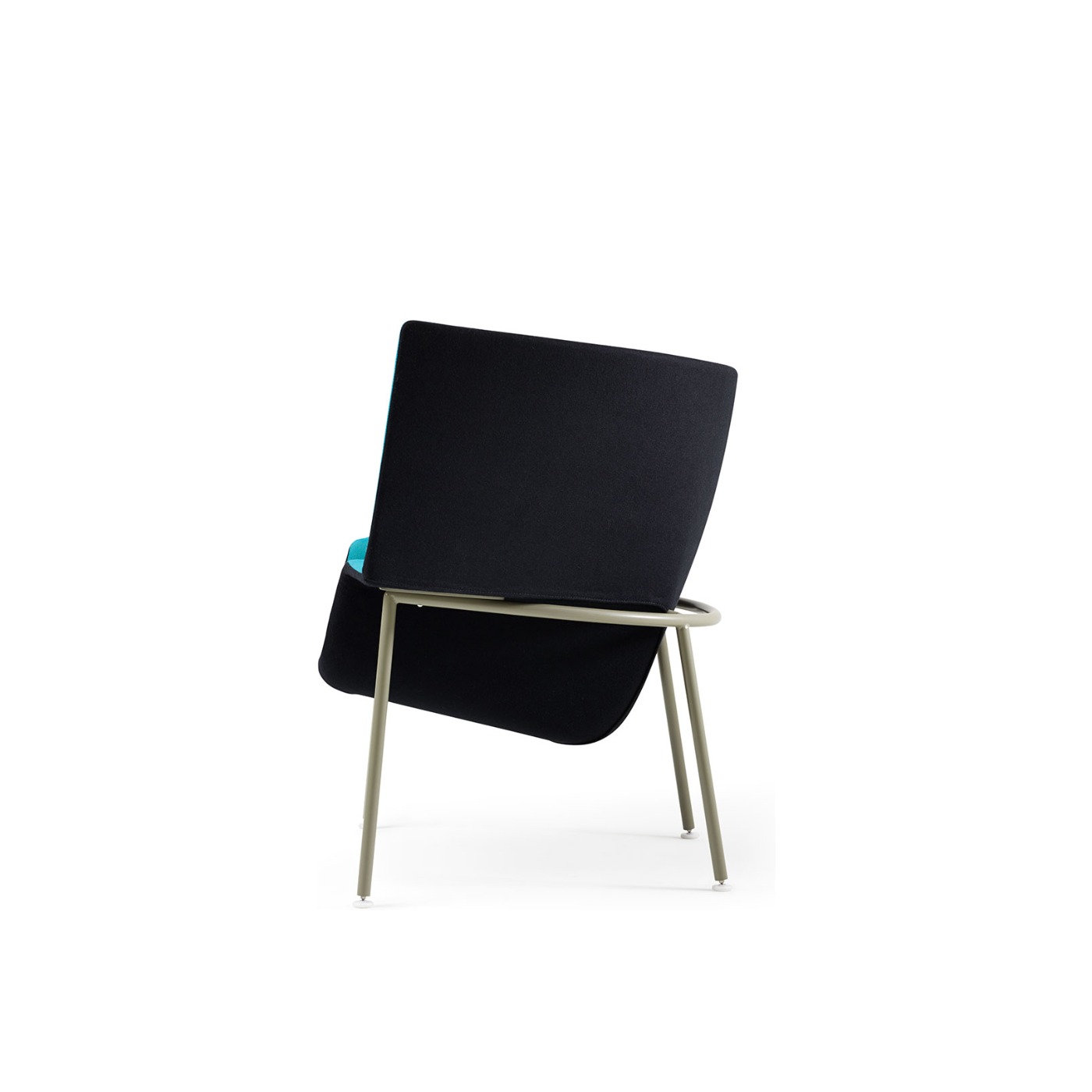 Haworth Capo lounge chair in black exterior and teal interior showing side view