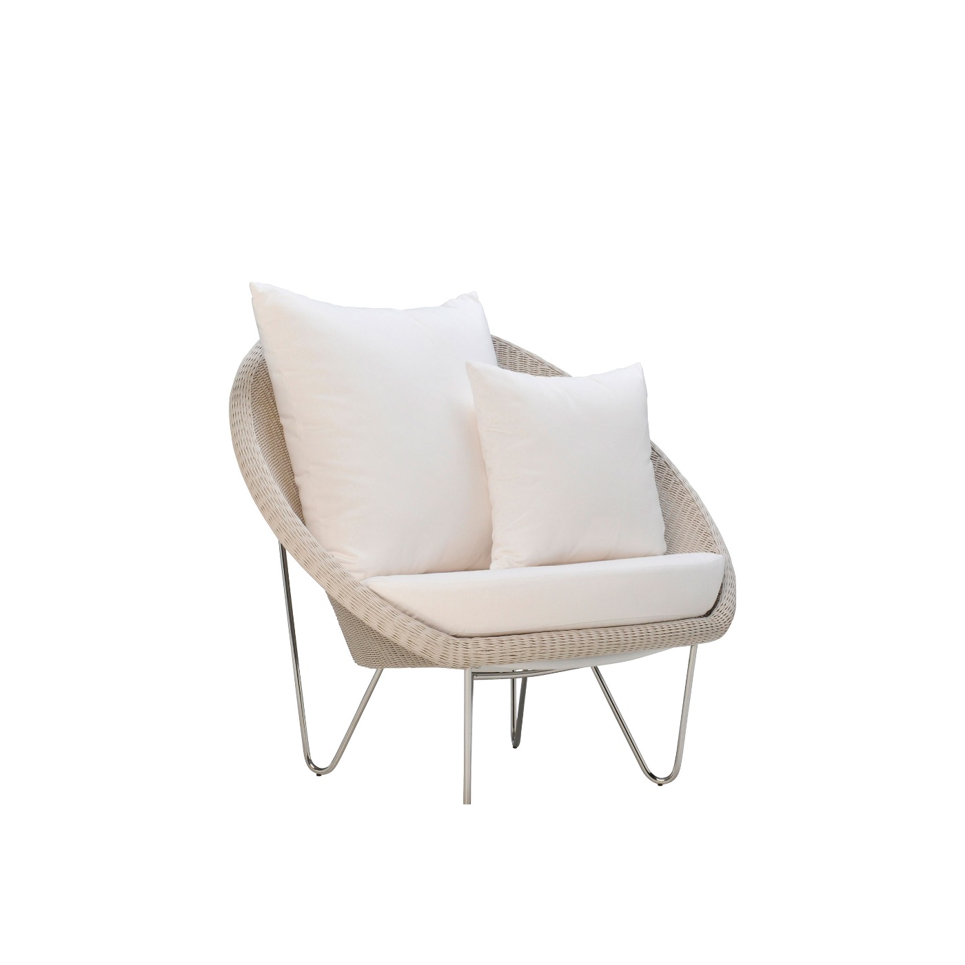 Haworth Gigi II lounge chair in off white color with white seating and cushions