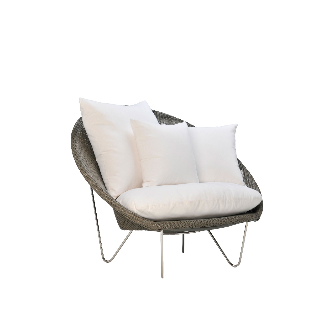 Haworth Gigi II lounge chair in grey color with white seating and cushions