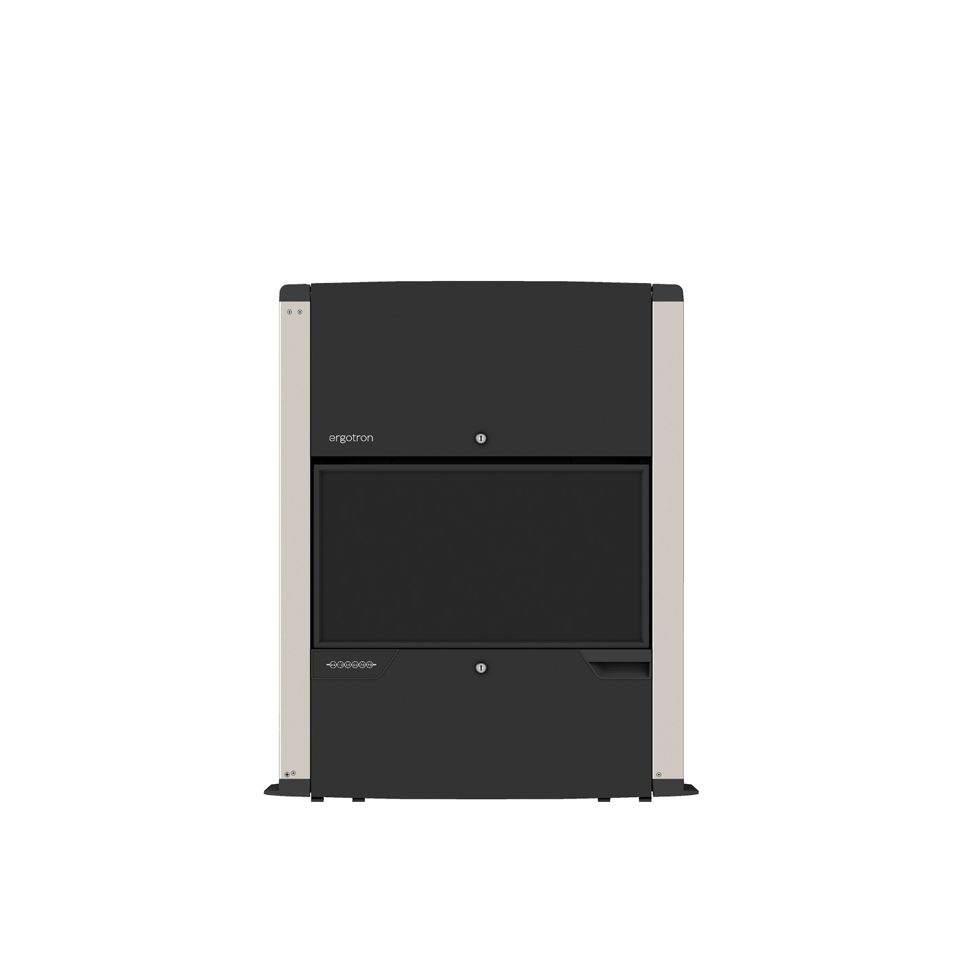 Haworth Carefit Enclosure Workspace at a front view in a black color
