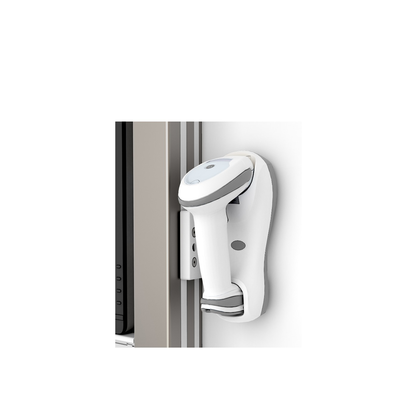 Haworth Carefit Enclosure Workspace side shot of scanner in white color