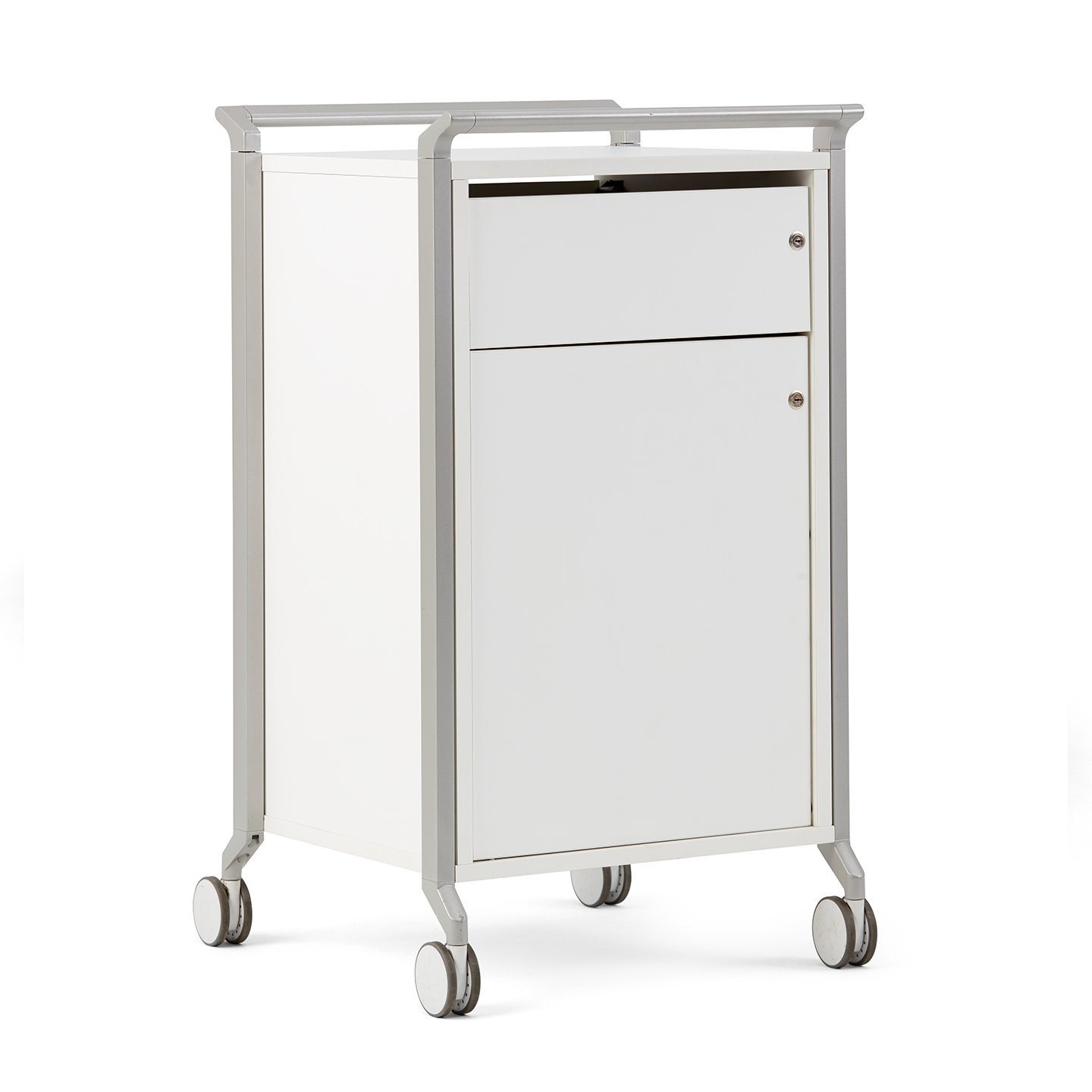 Haworth Planes Accessories cart in white with steel frame and wheels