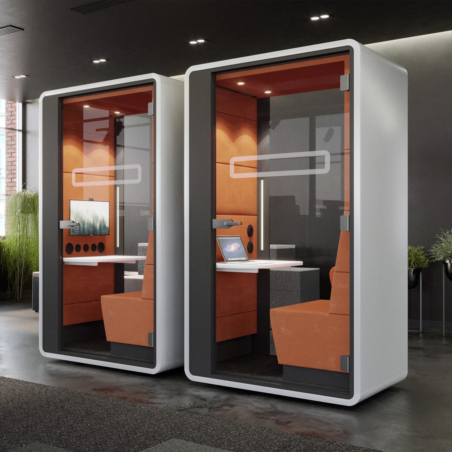 An all-in-one acoustic office pod hushHybrid 