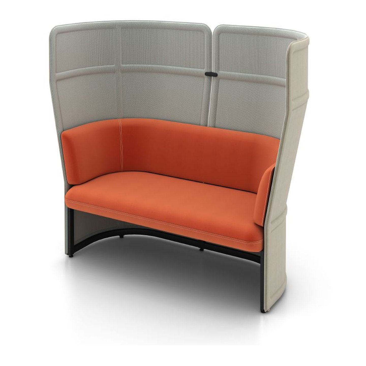 Haworth Openest Single Booth in grey color with orange seating