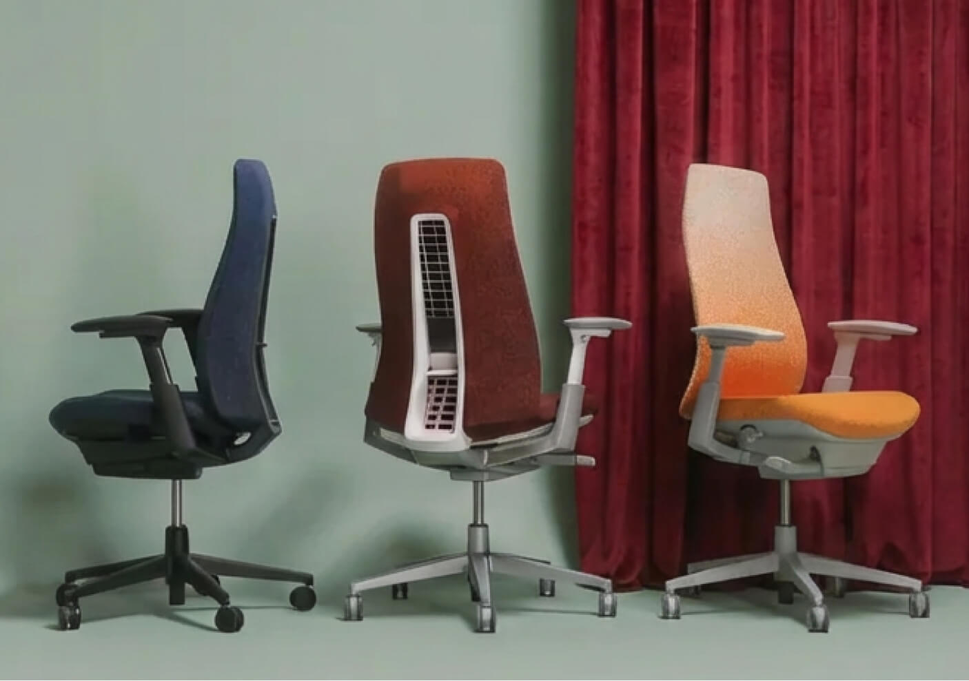 Variety of office chairs next to each other.