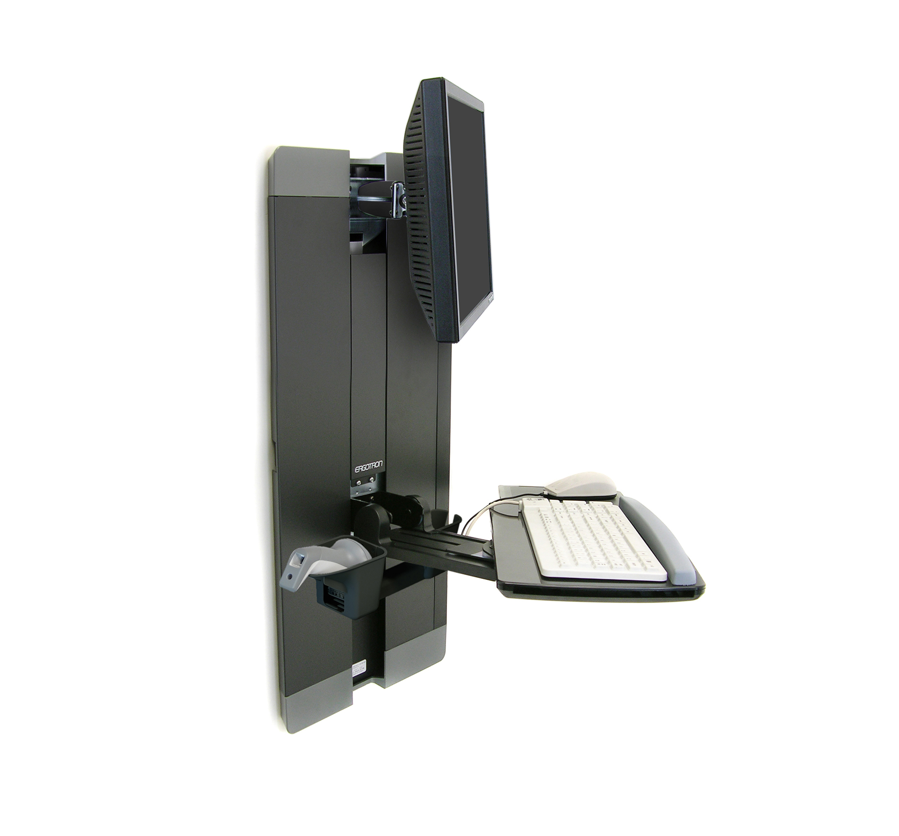 Haworth StyleView Sit to Stand Workspace in black with height adjustable monitor and key board