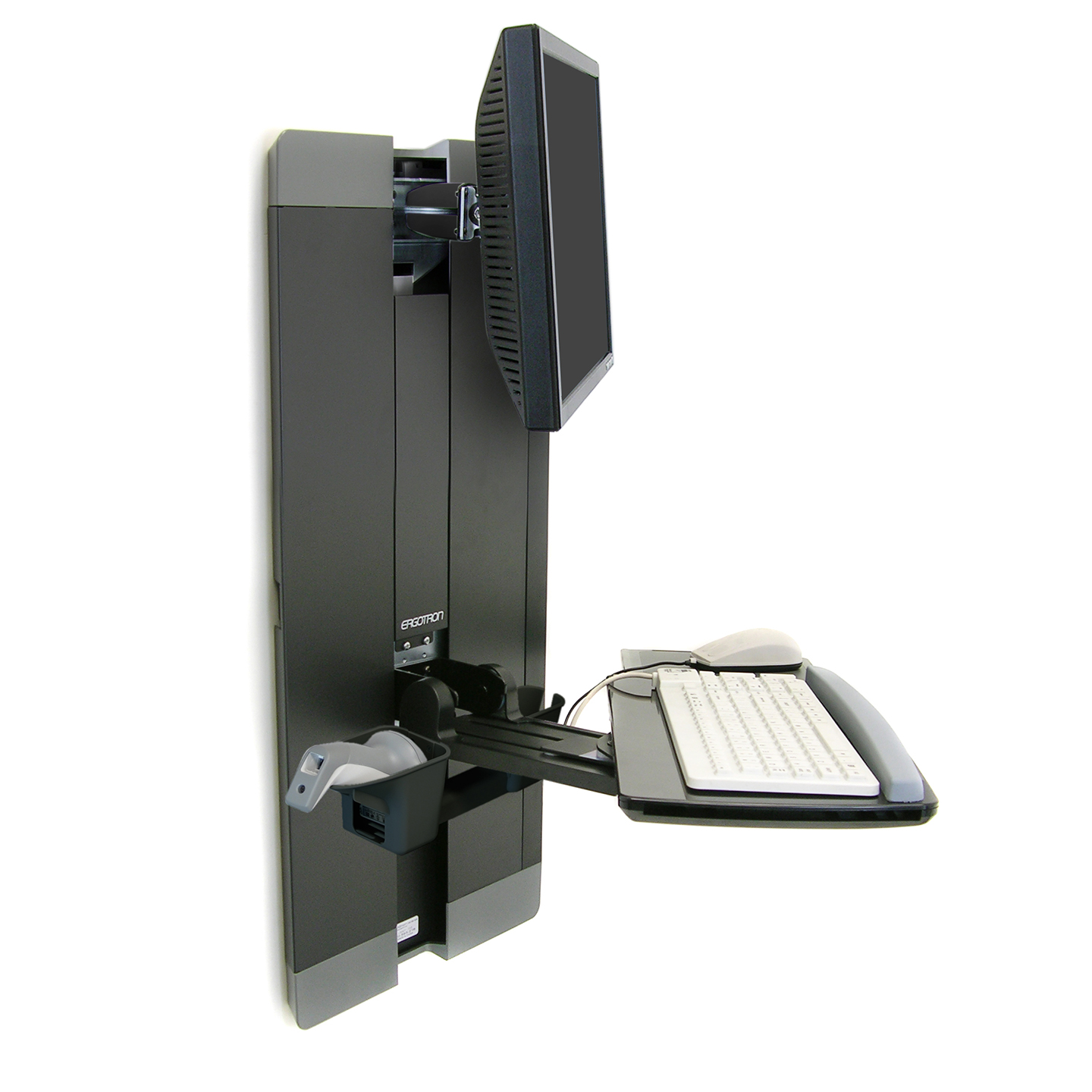 Haworth StyleView Sit to Stand Workspace in black with height adjustable monitor and key board