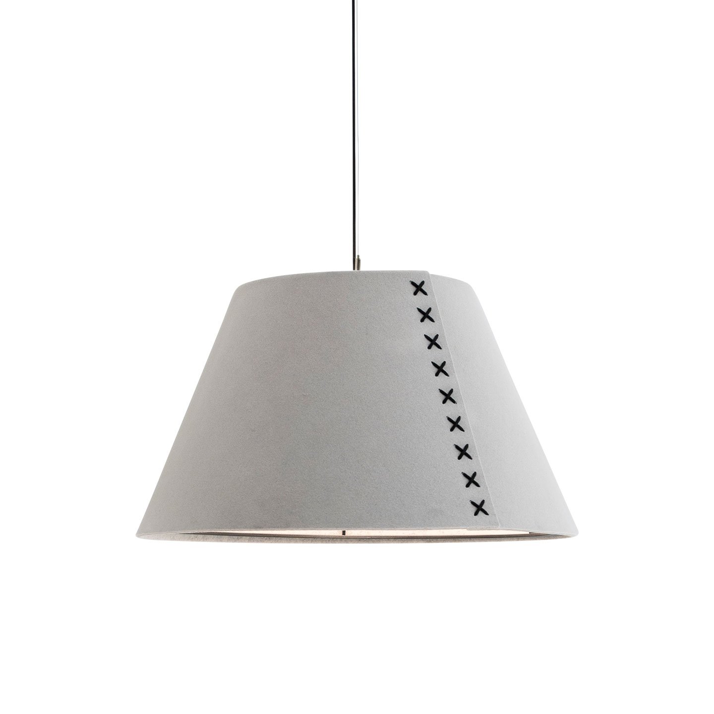 Haworth BuzziShade Lighting in grey cone with black stitch marks