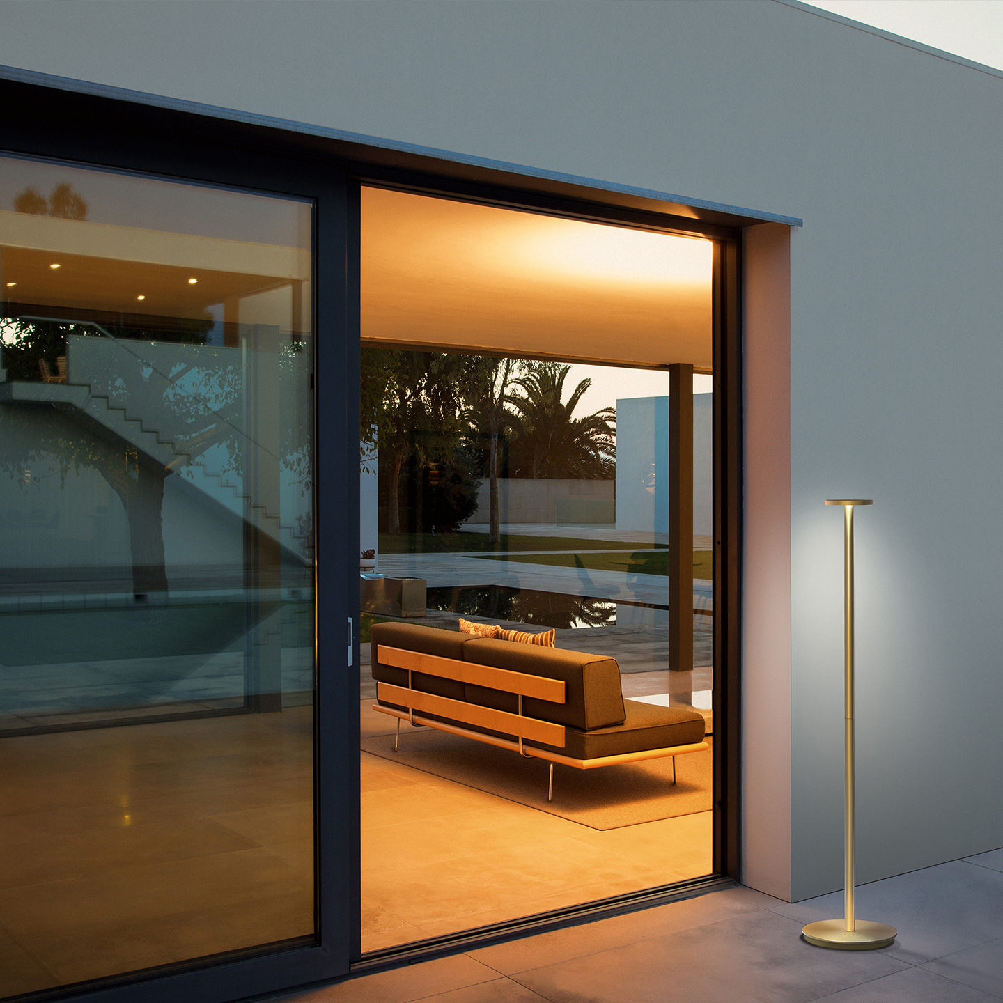 Luci lamp creates a zone of warm-dim illumination that suits all aspects of daily life.