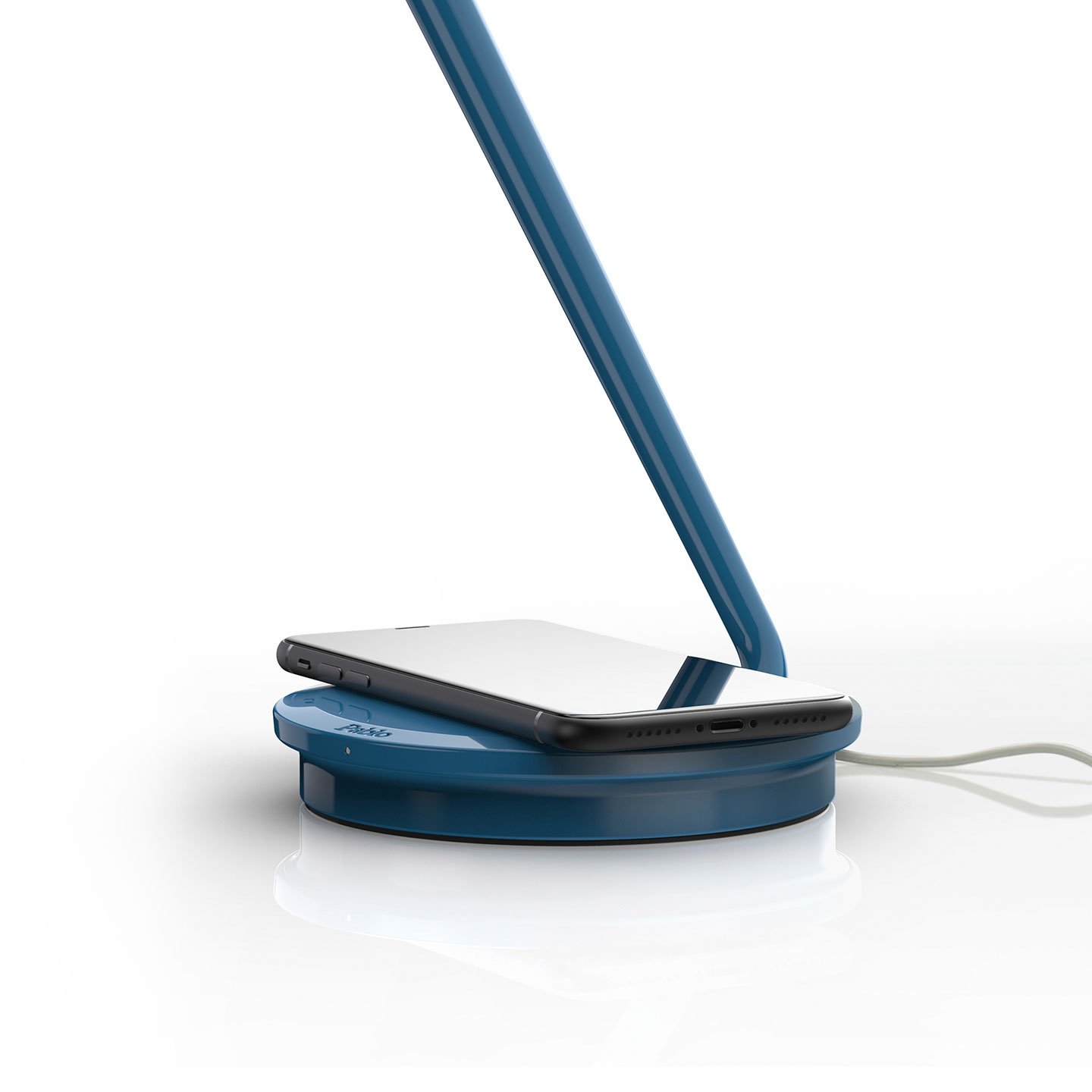 Haworth Pixo Plus Lighting in blue color with phone on charging pad