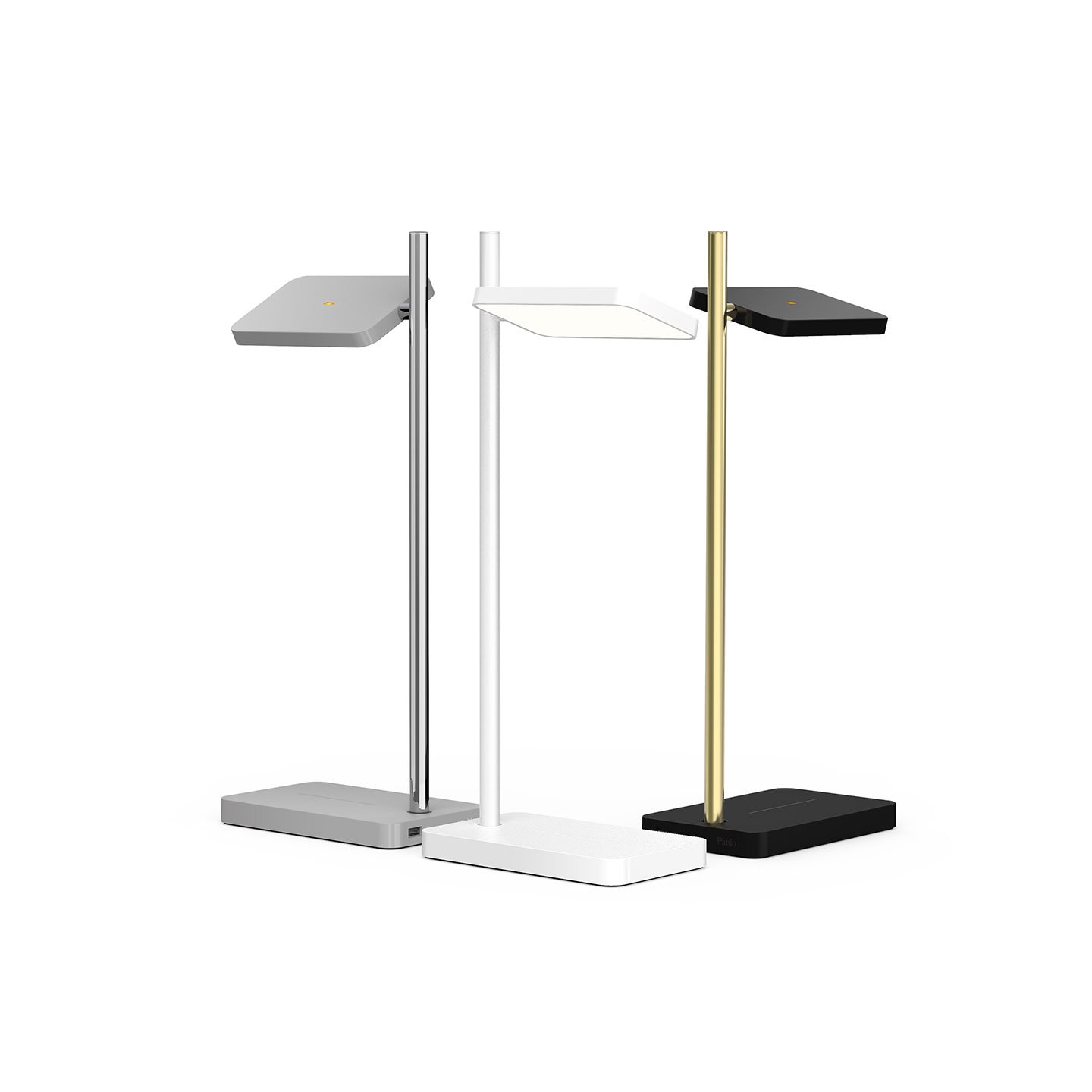 Haworth Talia Lighting by Pablo Designs in grey color, white color, and black color with gold pole