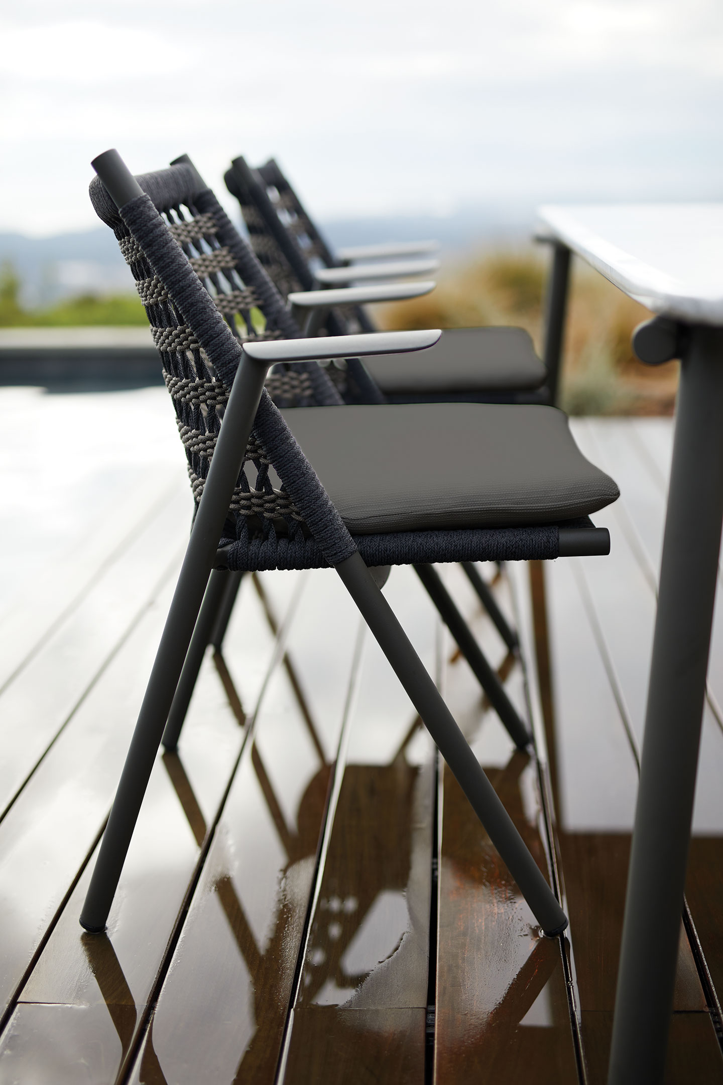 Haworth Anatra chairs in woven back in an outdoor space