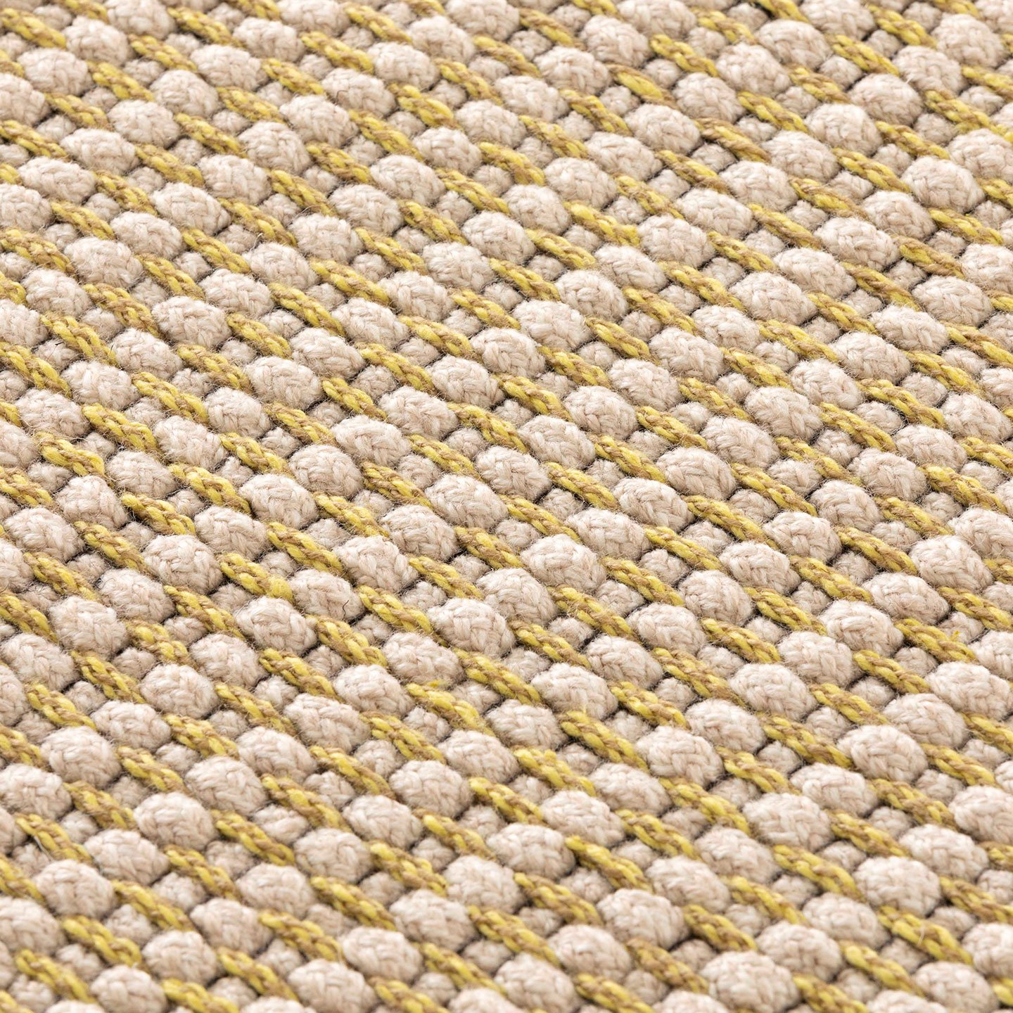 Haworth Cord Rug in white color with yellow accent