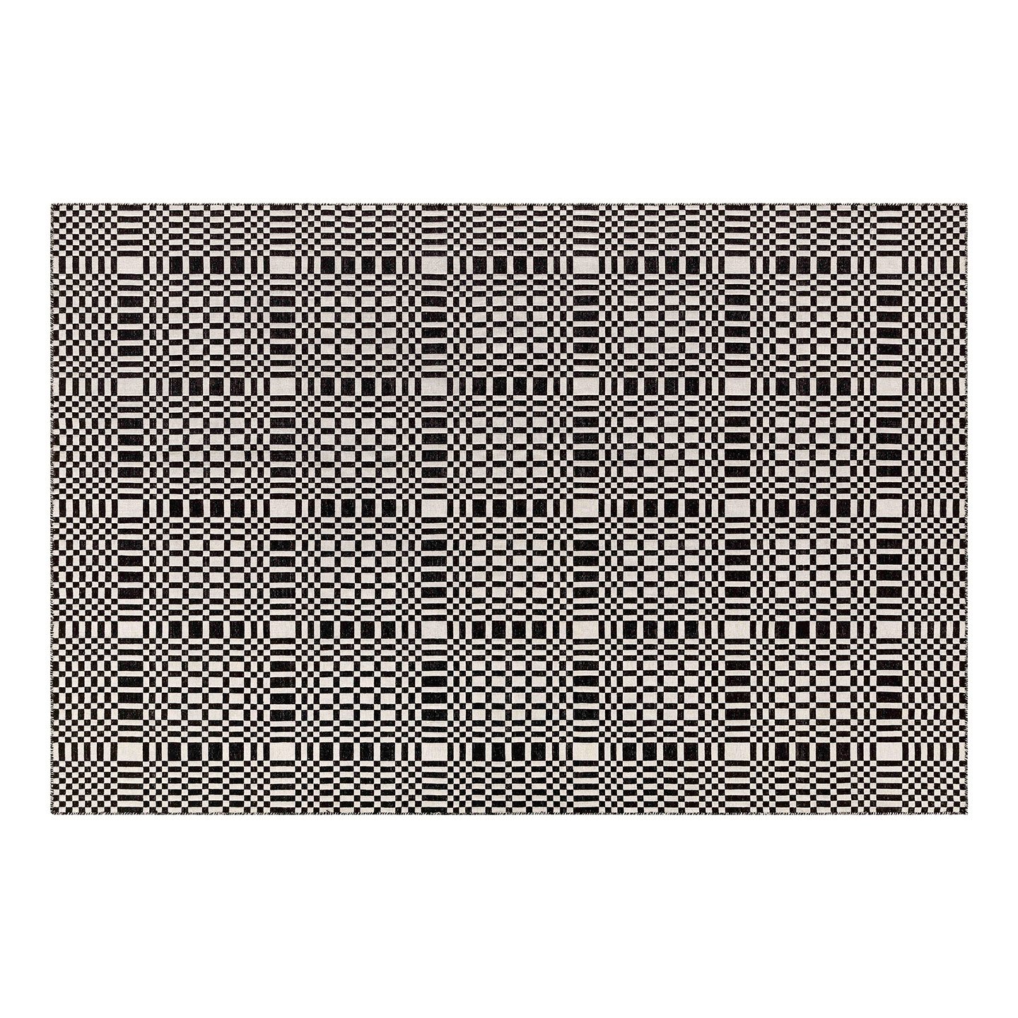 Haworth Patch Rug in black and white with square pattern