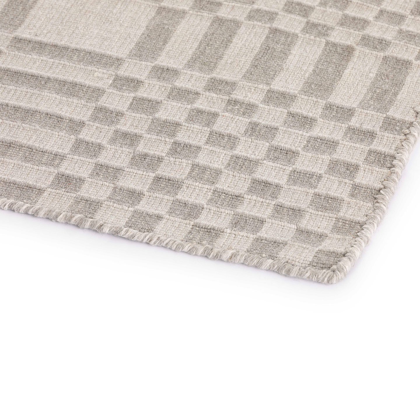 Haworth Patch Rug in grey and white with square pattern