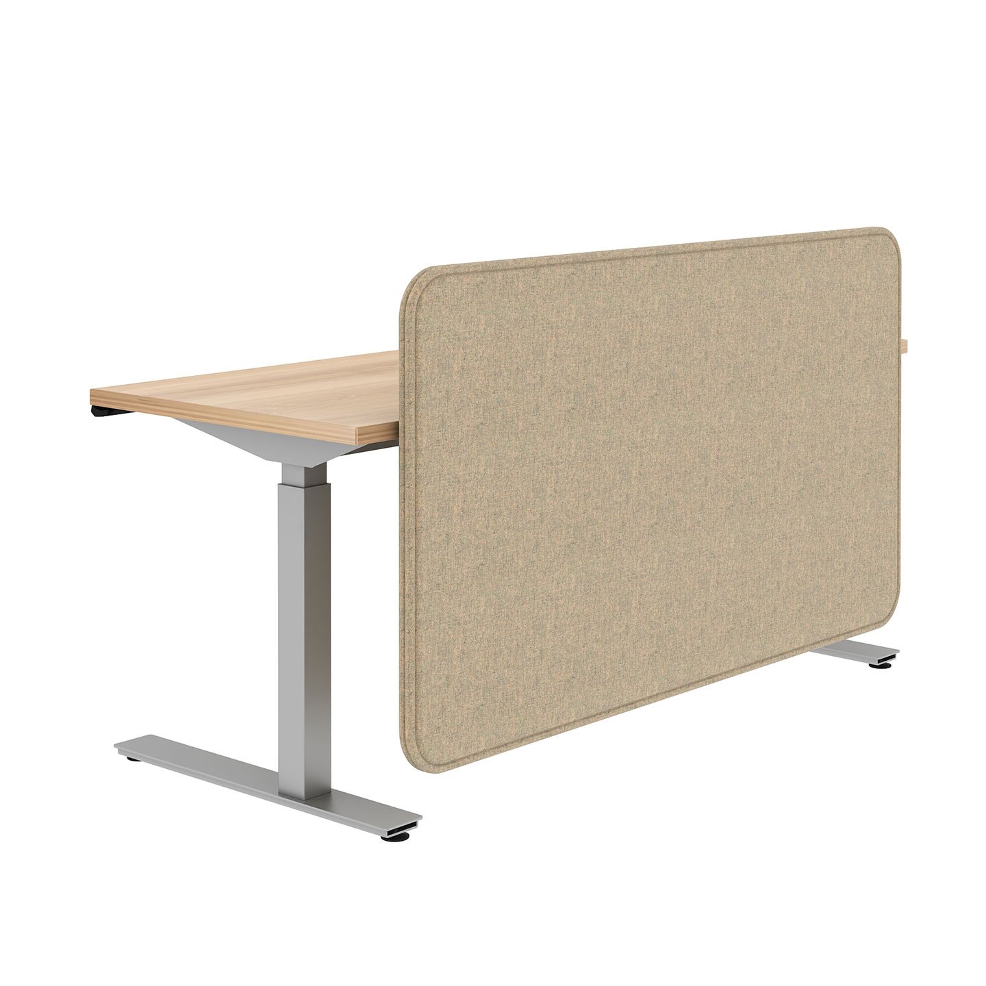 Haworth BuzziFrontDesk Screen in brown color on height adjustable desk