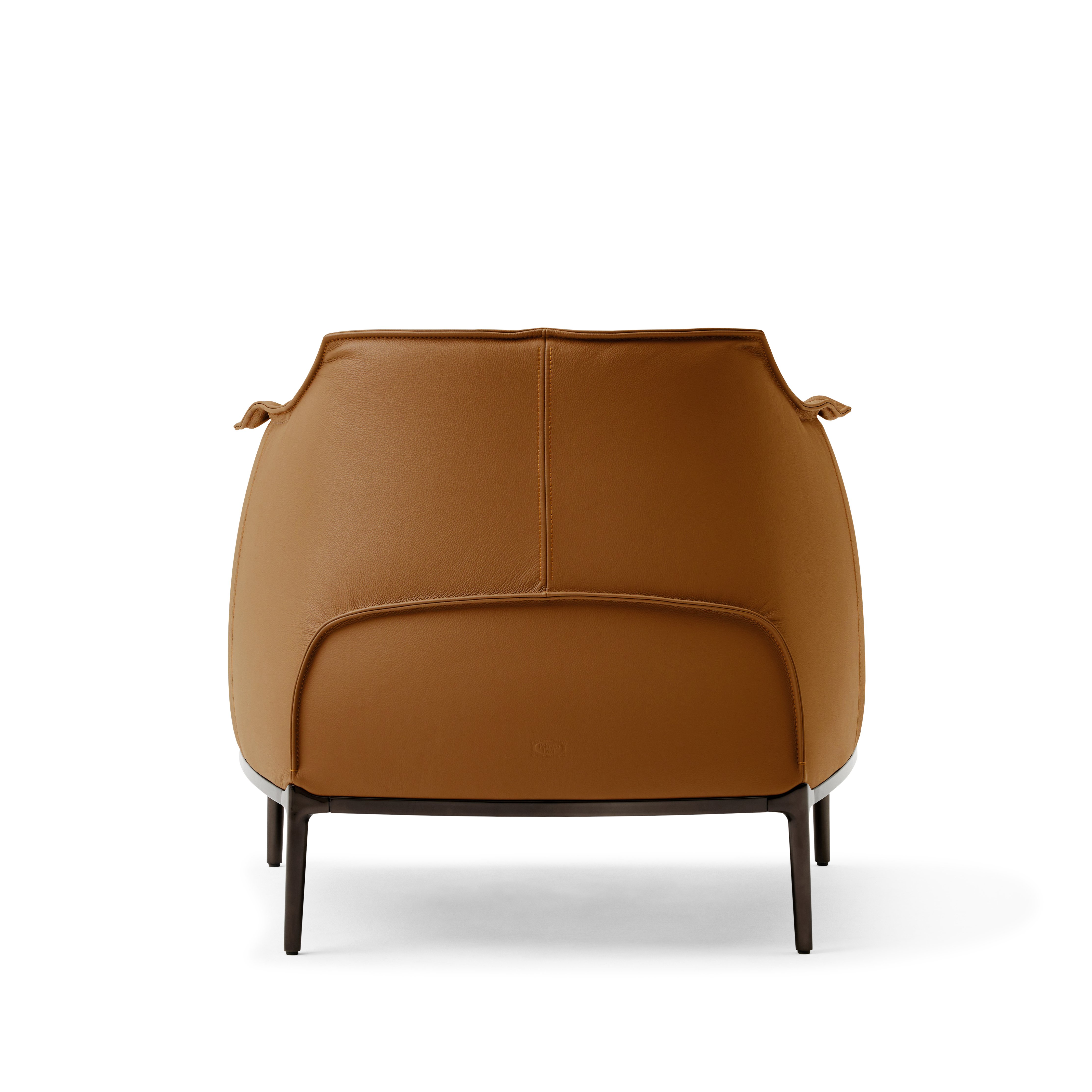 Detail back shot of the Archibald Lounge chair in Coffee