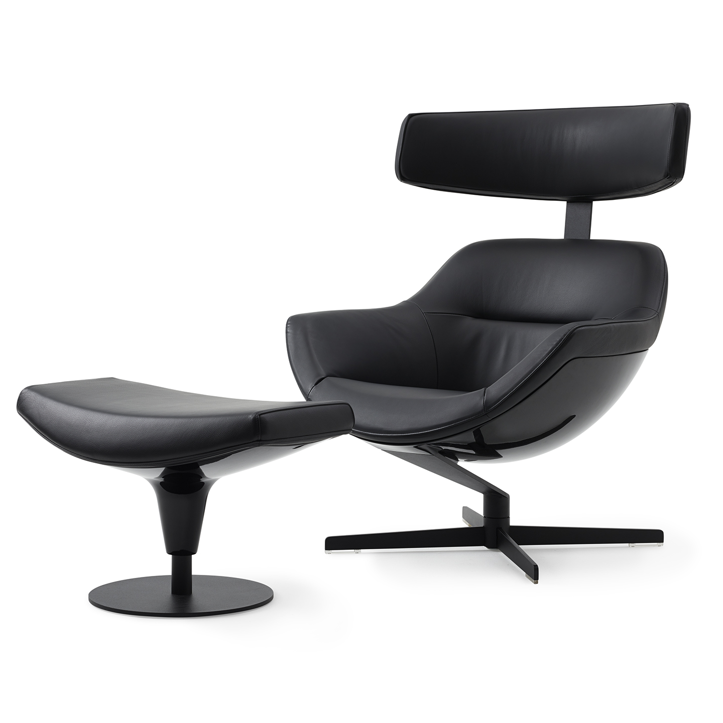 Haworth Auckland chair with ottoman in black leather