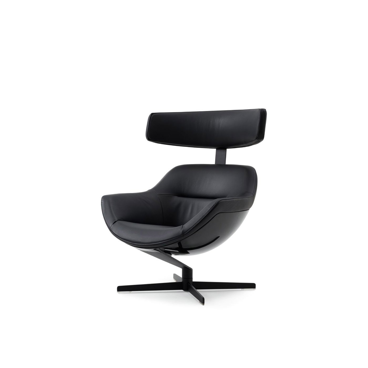 Haworth Auckland chair in black leather in a side angle