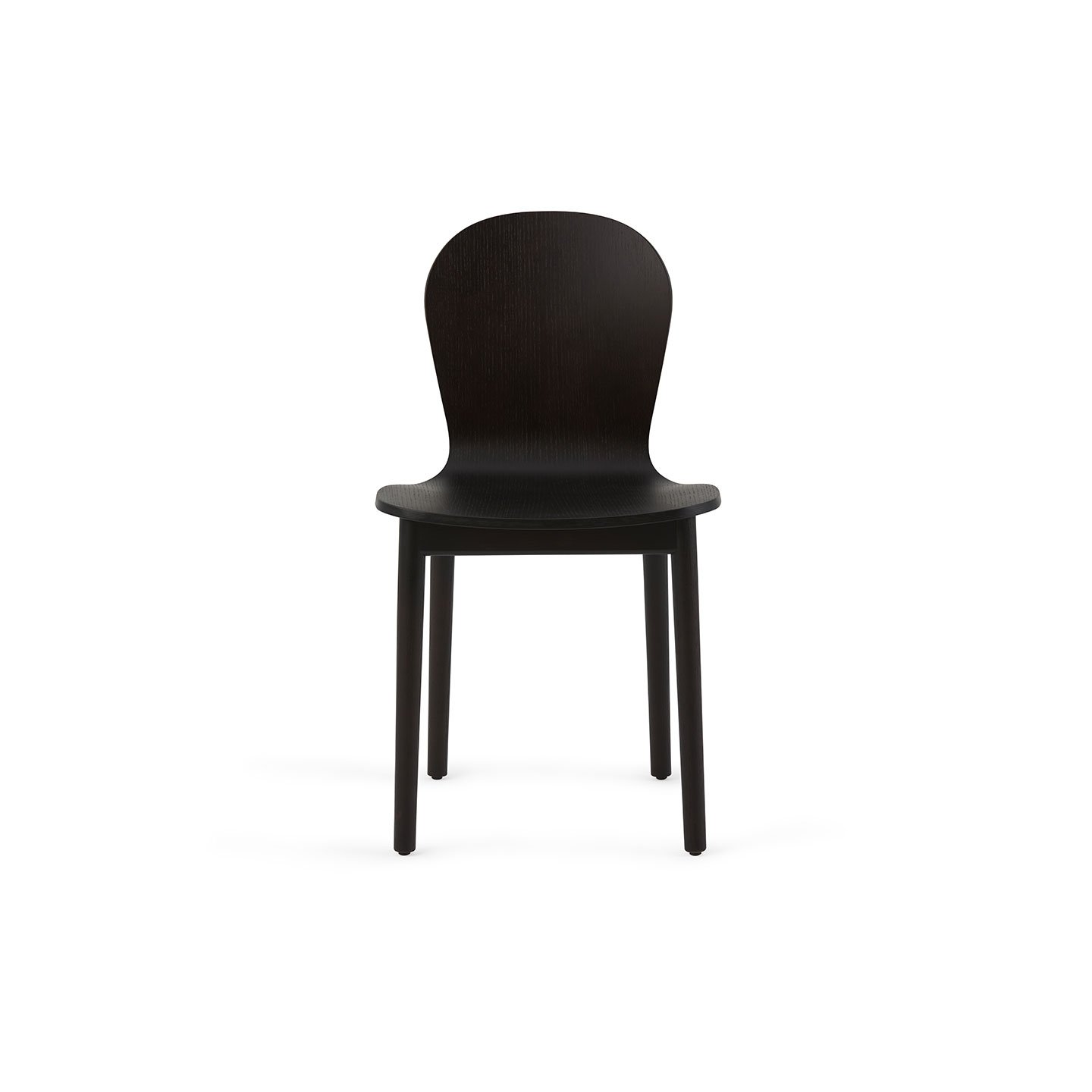 Haworth Bac Two side chair in dark brown wood front view