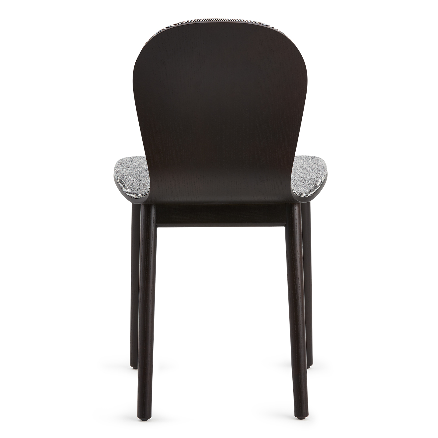 Haworth Bac Two side chair in grey and dark brown back view