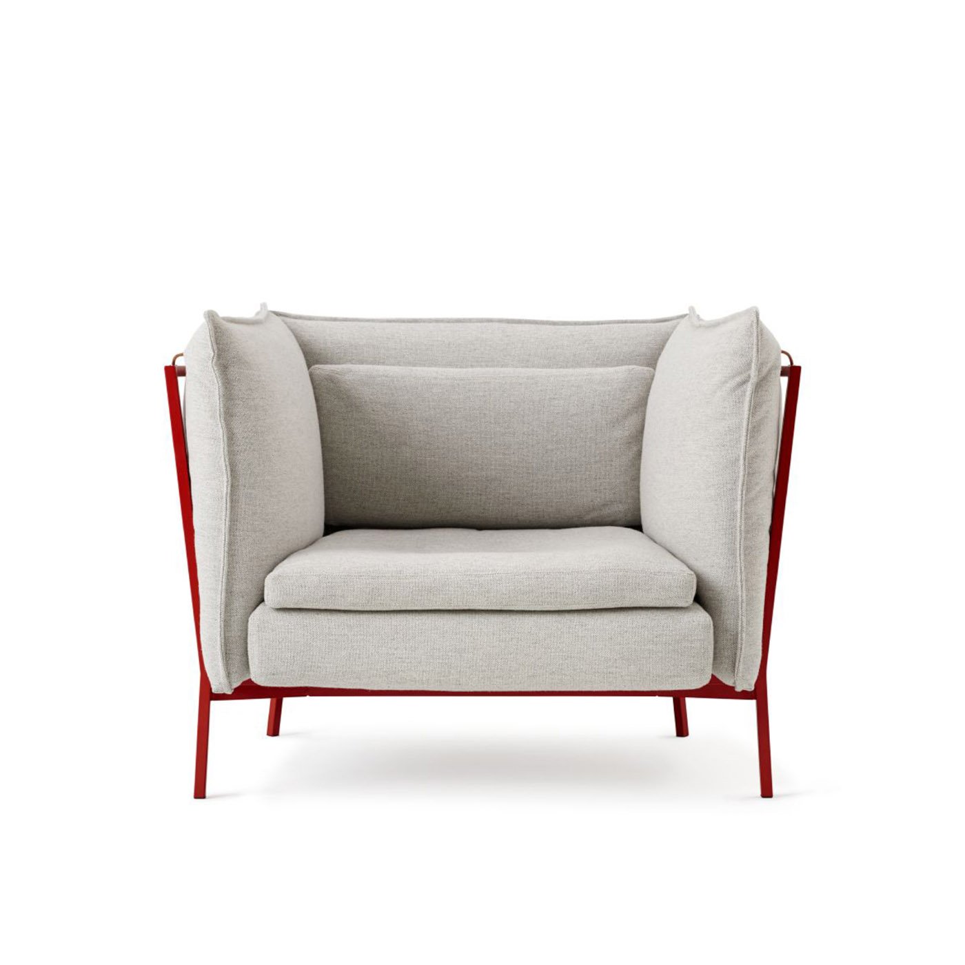 Haworth Basket 011 lounge chair in grey and red color