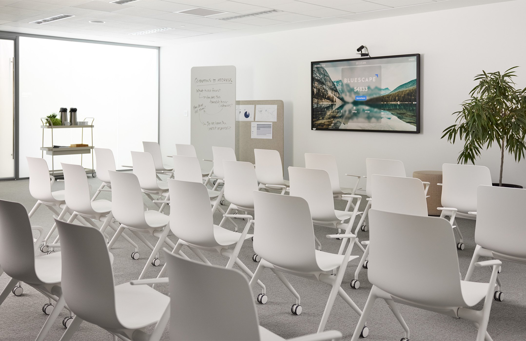 Haworth Bowi conference chairs white in color