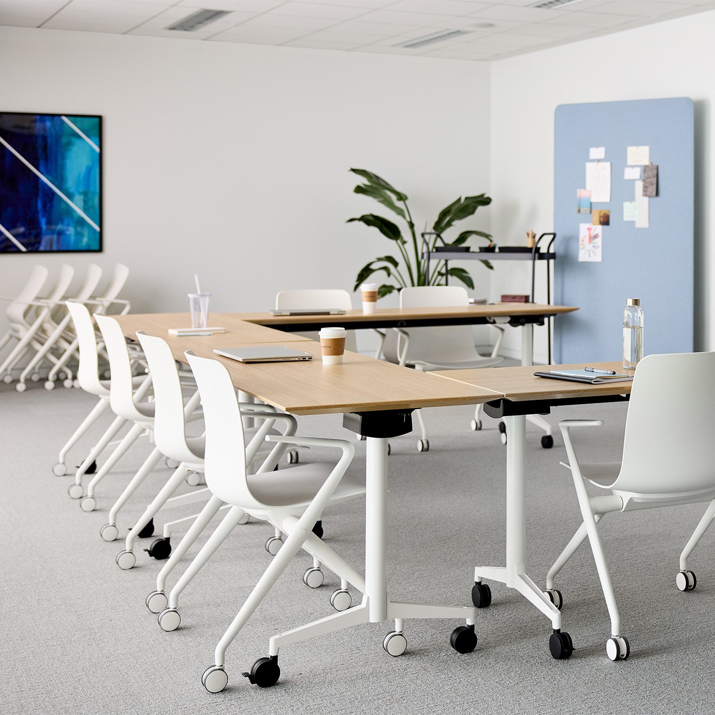 Haworth Bowi conference chairs in white