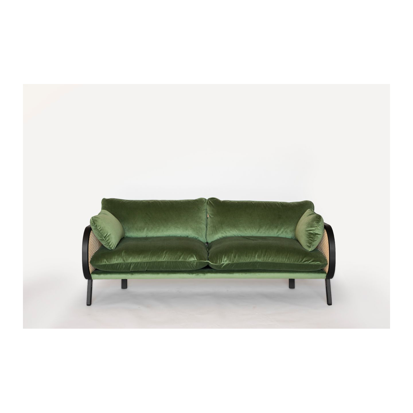 Haworth Buzzicane sofa in green velvet , front view