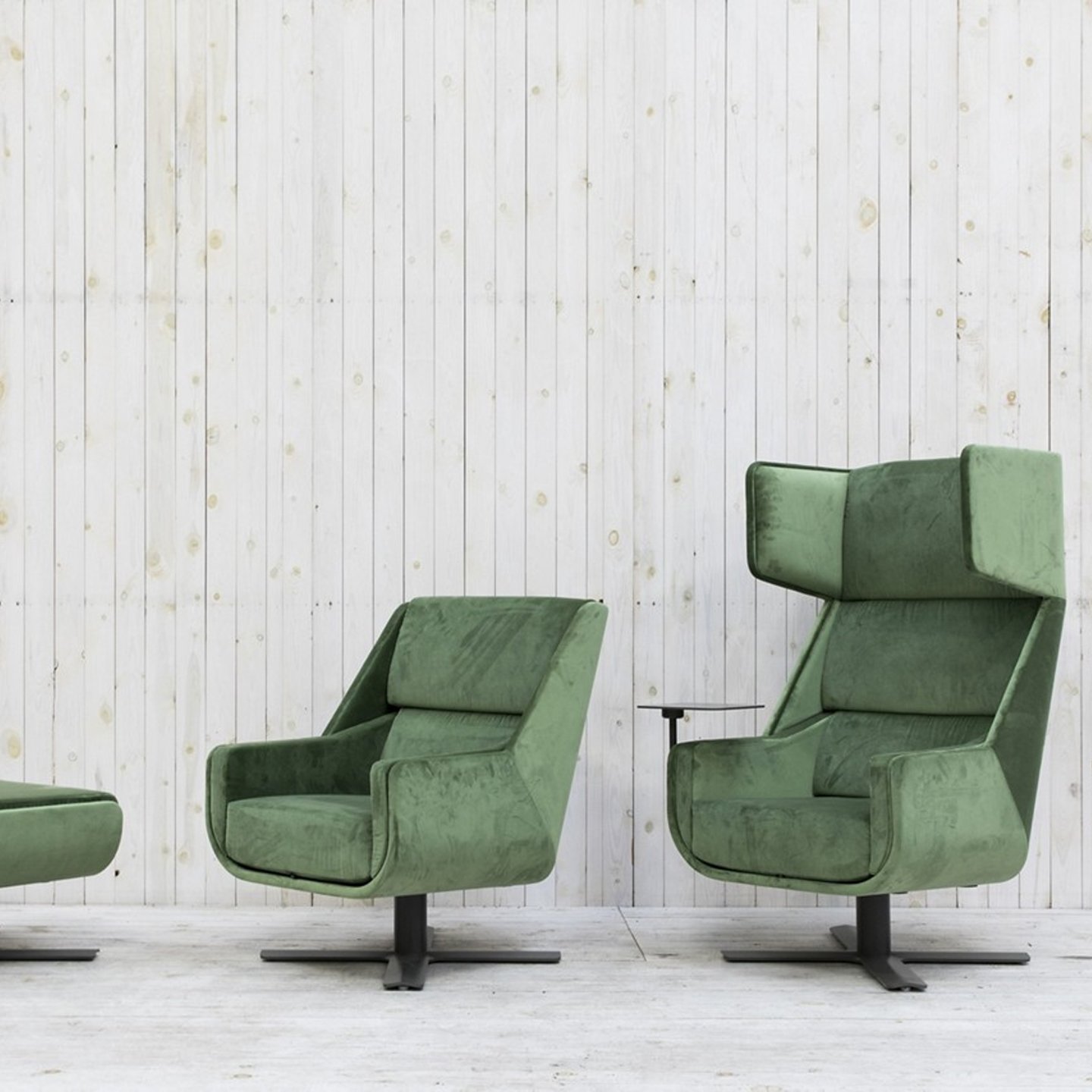 Haworth Buzzime chairs in green suede in an office