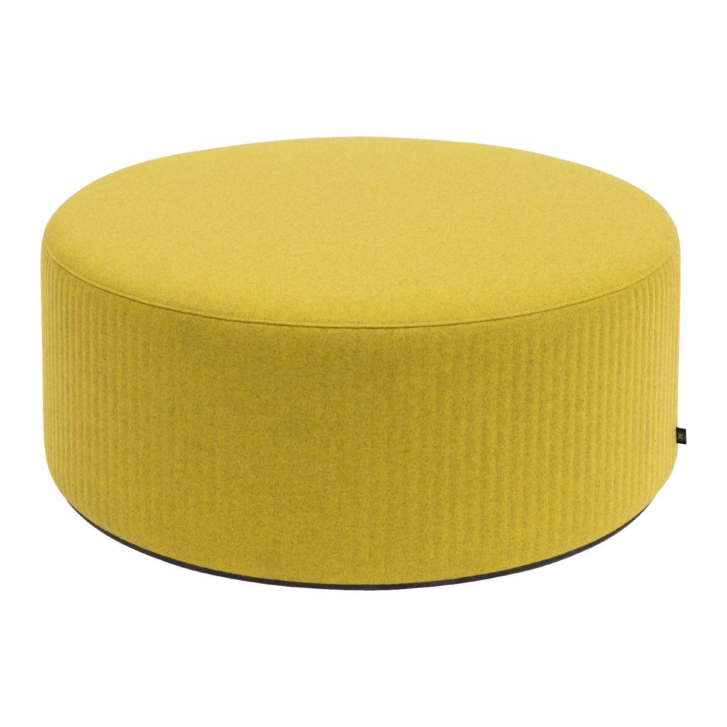 Haworth Buzzipouf in yellow fabric and round shape