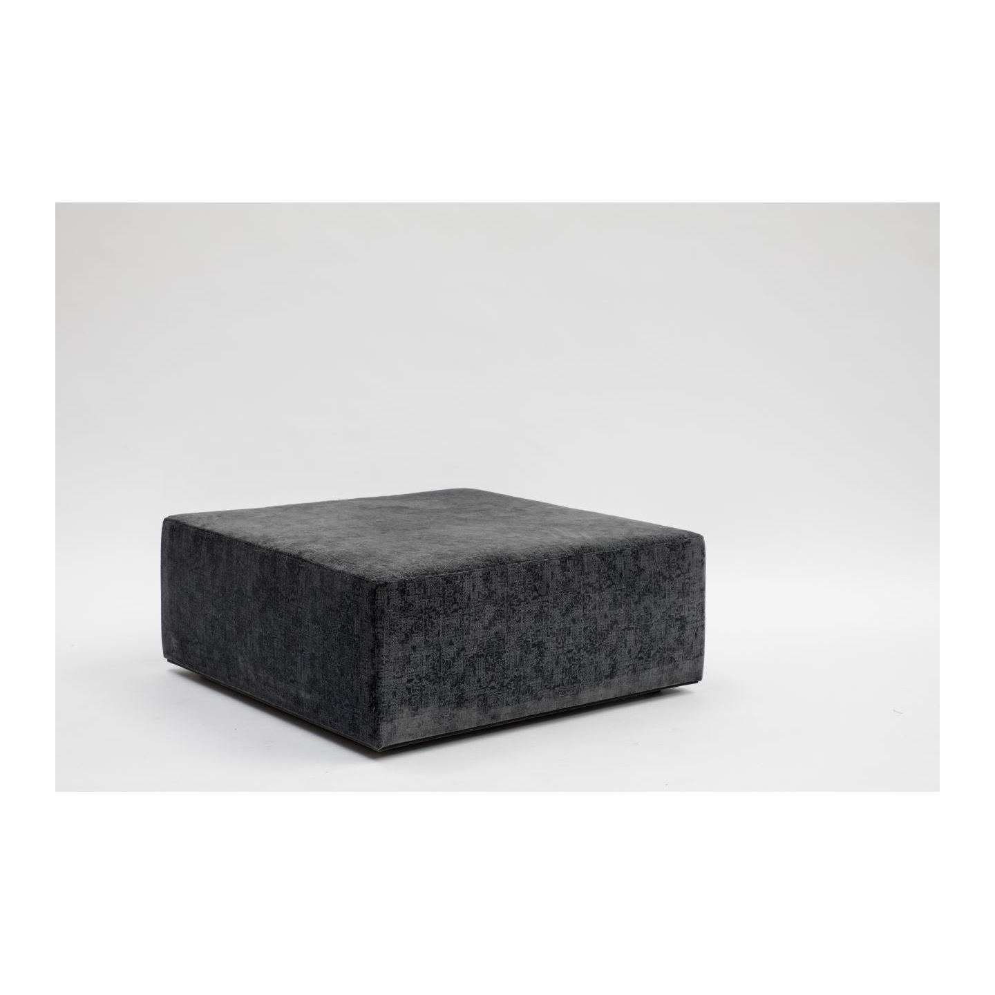 Haworth Buzzipouf in a charcoal colored fabric in a square shape