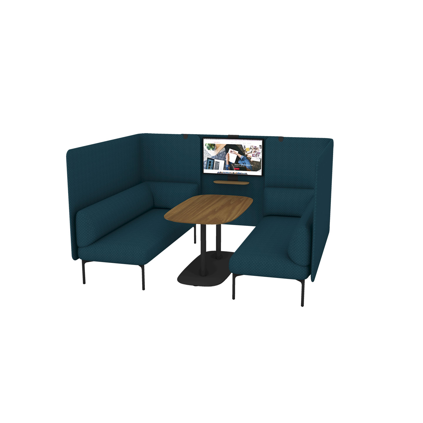 Haworth Cabana lounge connector screen in teal blue color