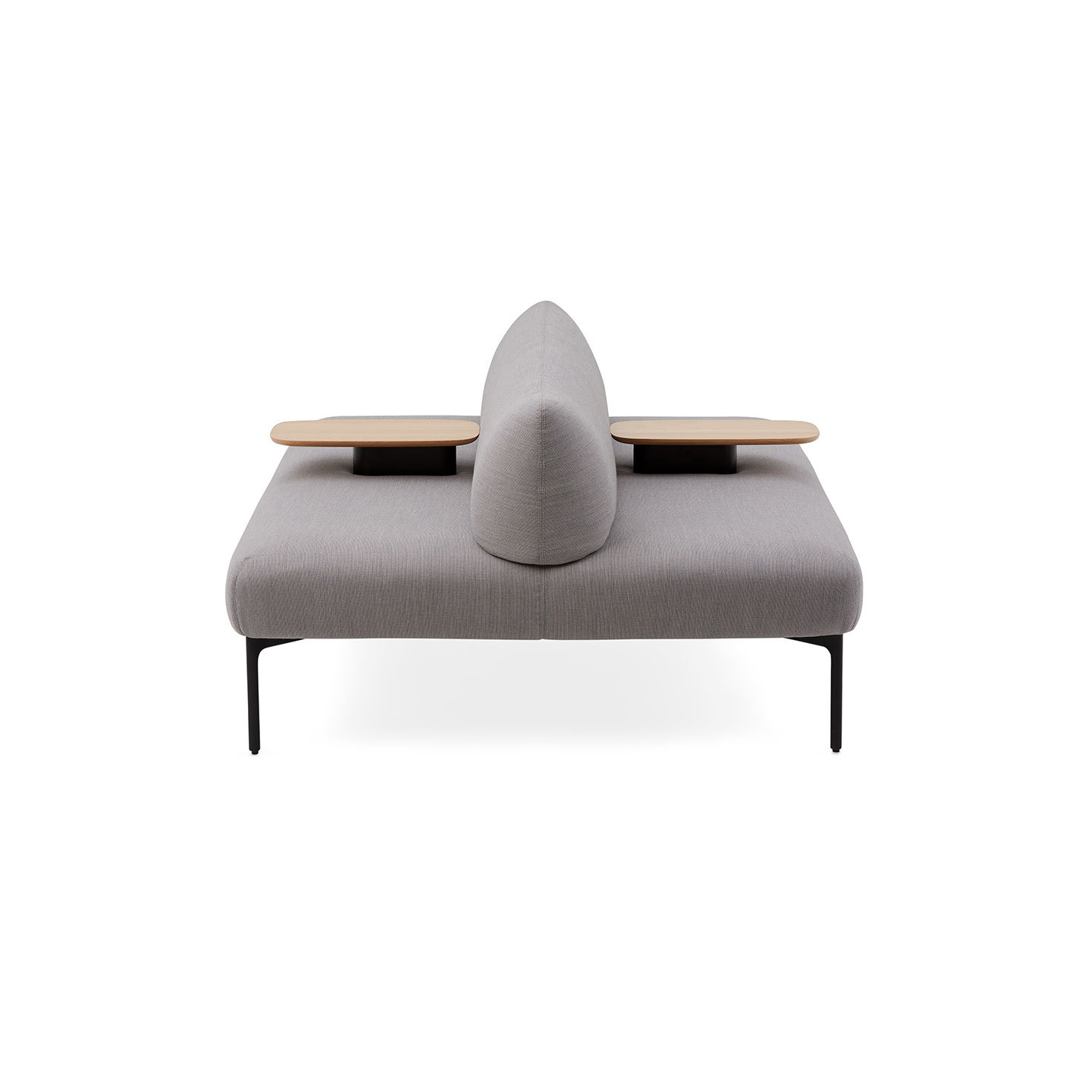 Haworth Cabana lounge island in grey color with integrated table side view 