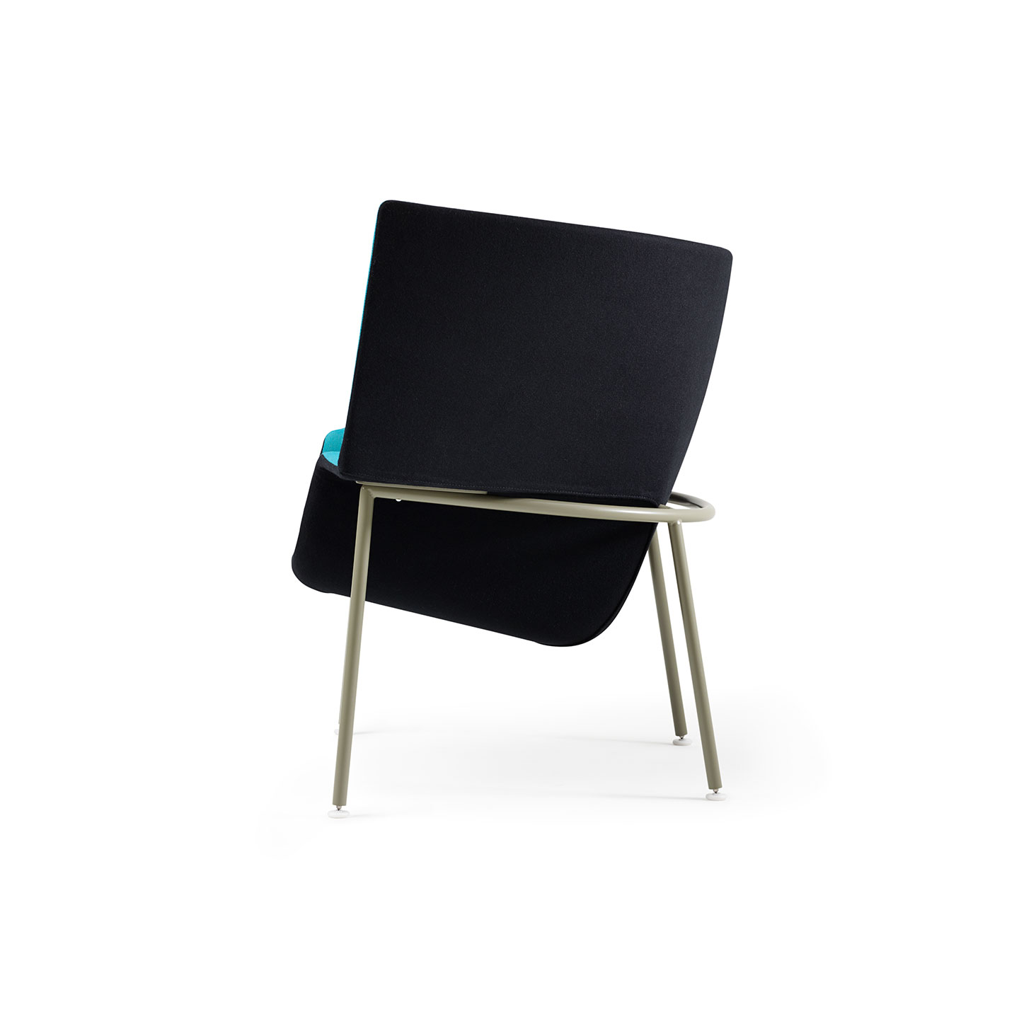 Haworth Capo lounge chair in black exterior and teal interior showing side view
