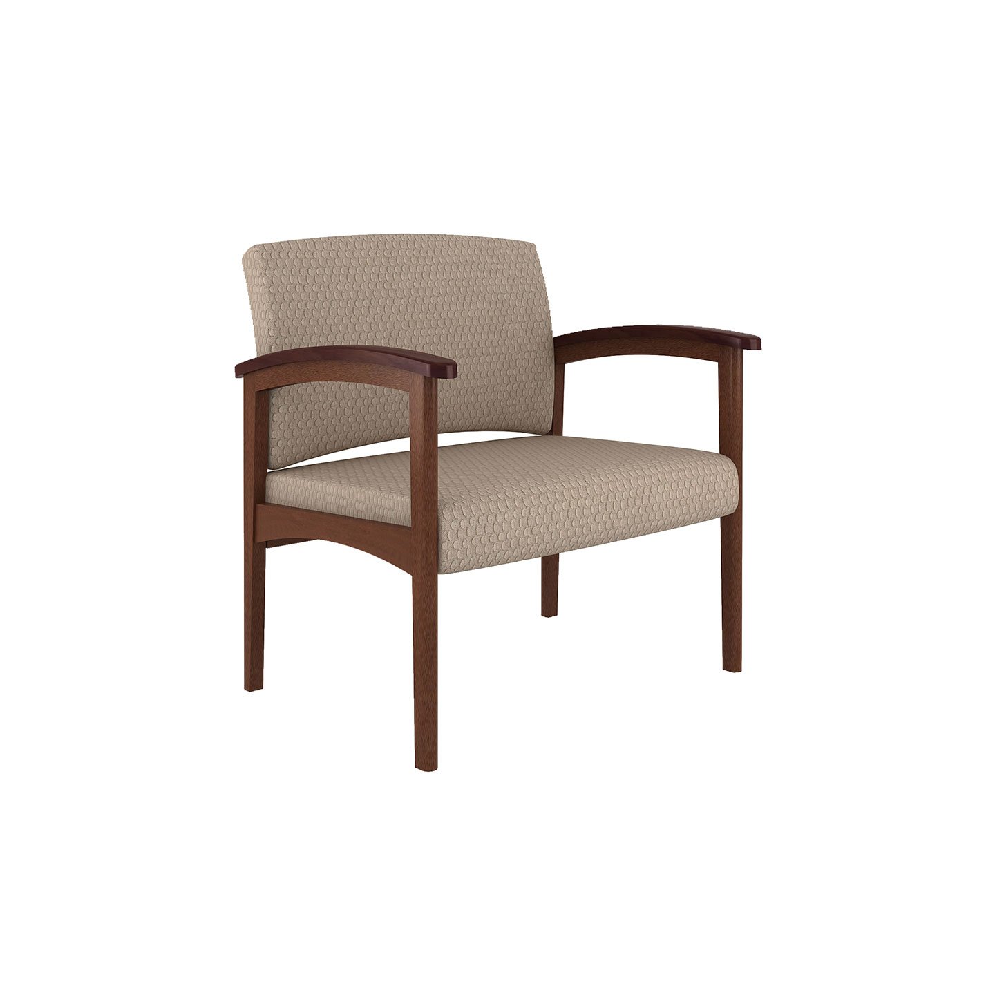 Haworth Conover Bariatric chair in light brown fabric an dark wooden structure