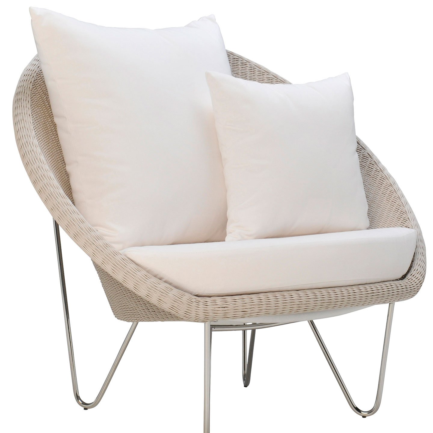 Haworth Gigi II lounge chair in off white color with white seating and cushions
