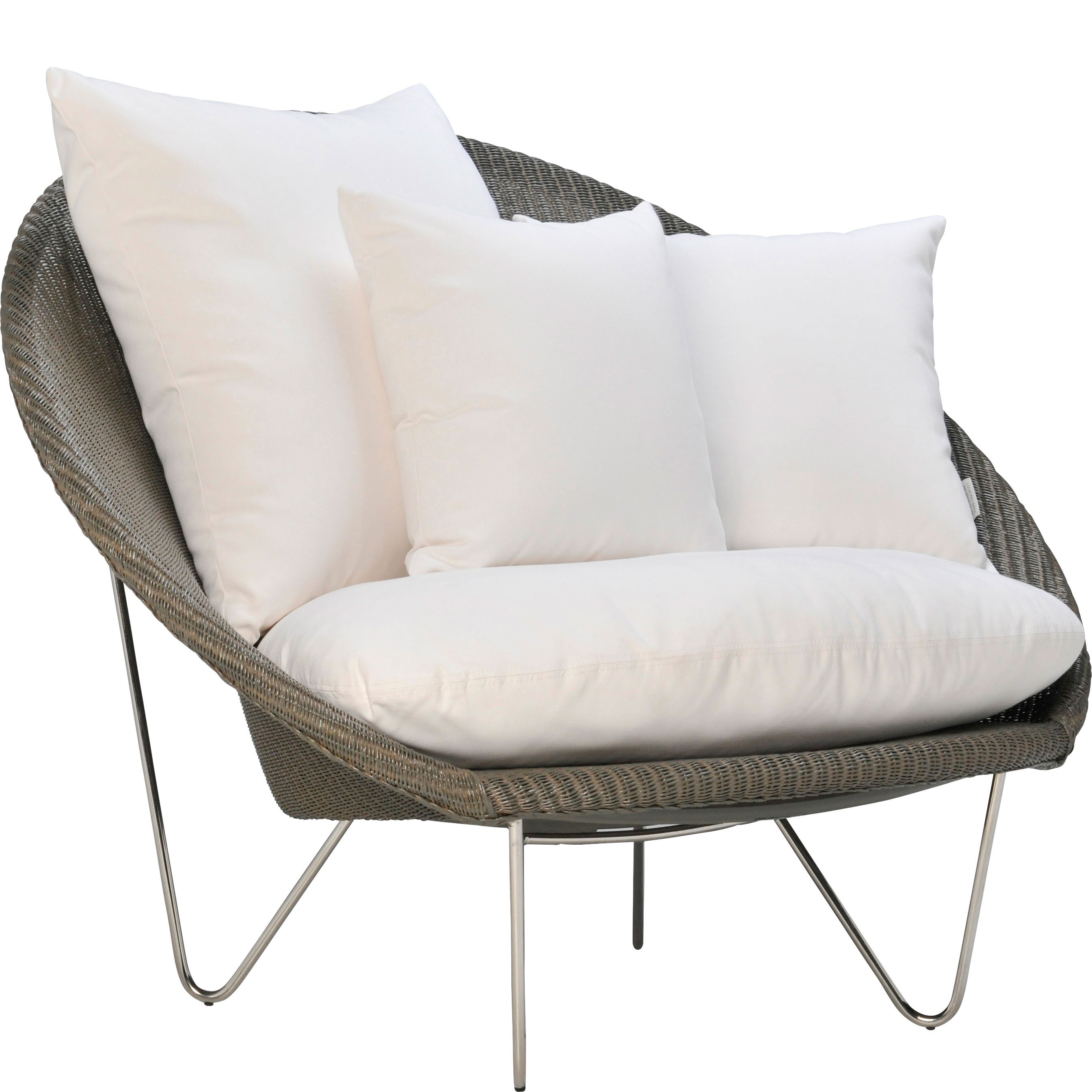 Haworth Gigi II lounge chair in grey color with white seating and cushions