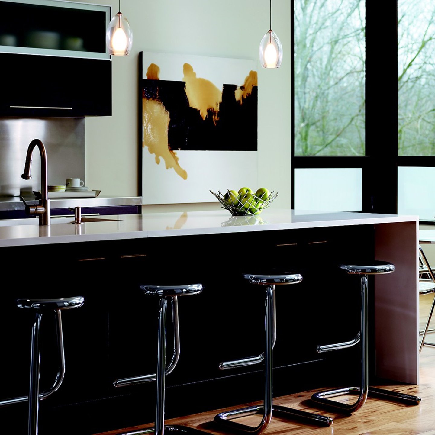 Haworth K 700 metal stools at a kitchen counter