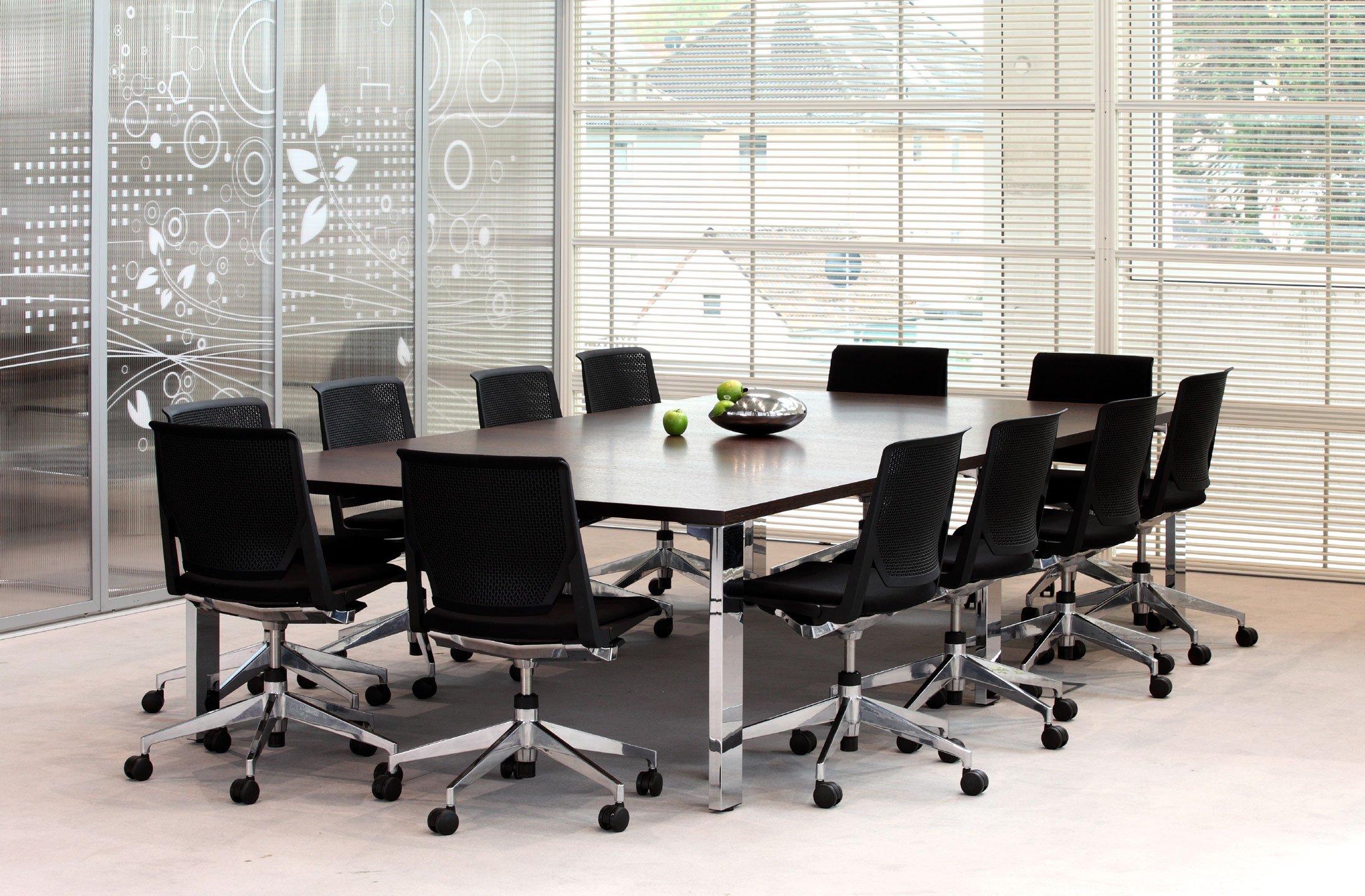 Very conference chairs in black in conference room
