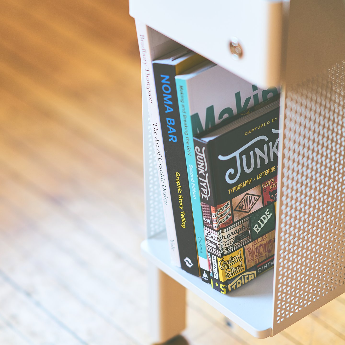 Active Components under desk shelf in white